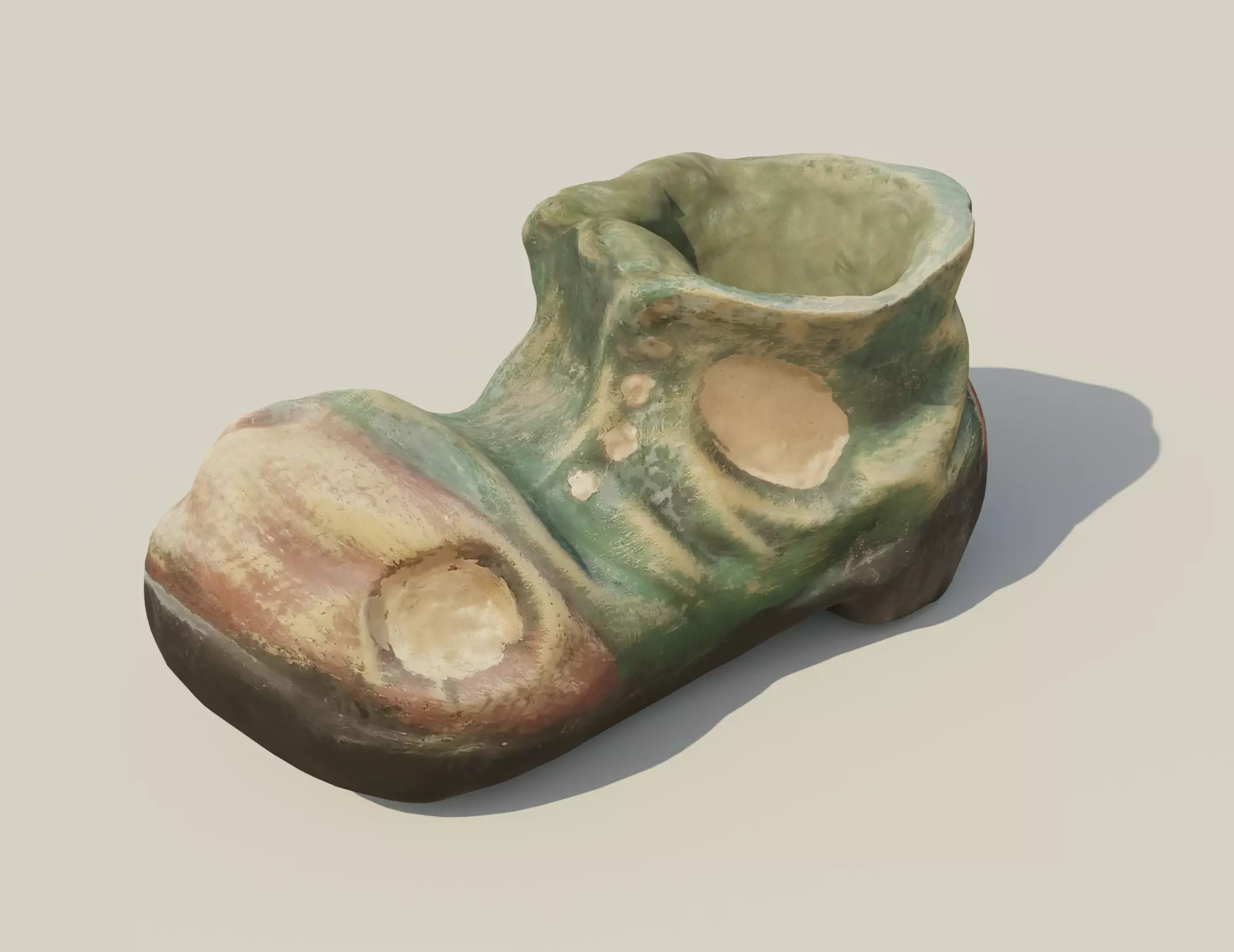 Garden Boot flowerpot Low-poly 3D model_0
