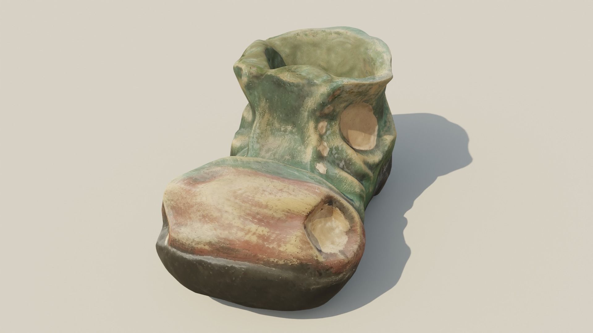 Garden Boot flowerpot Low-poly 3D model_3