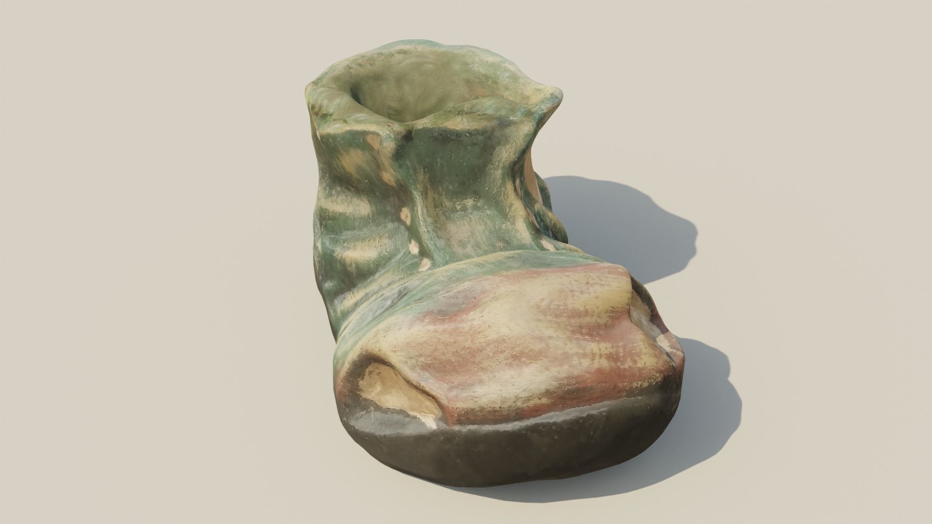 Garden Boot flowerpot Low-poly 3D model_4