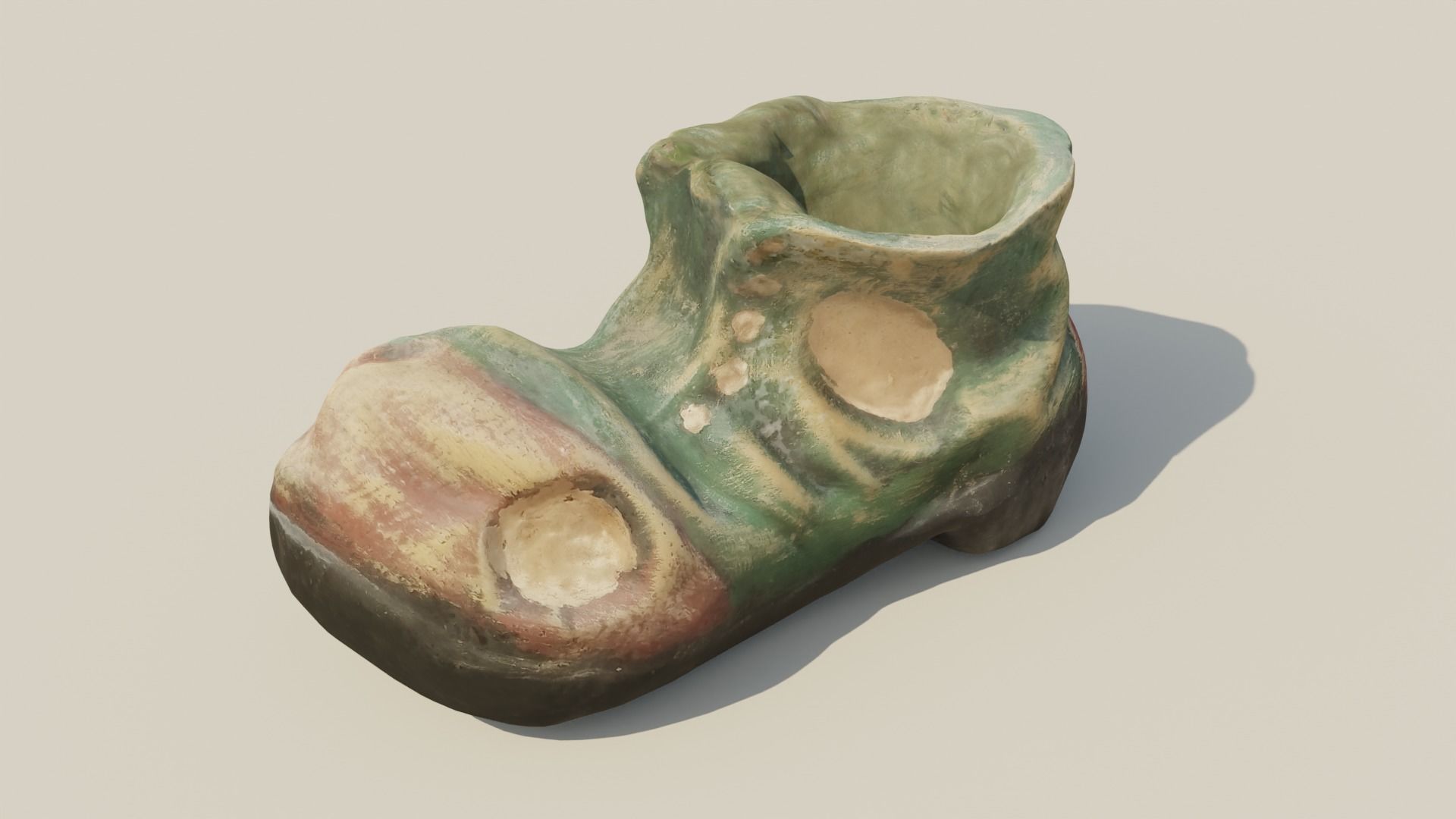 Garden Boot flowerpot Low-poly 3D model_2