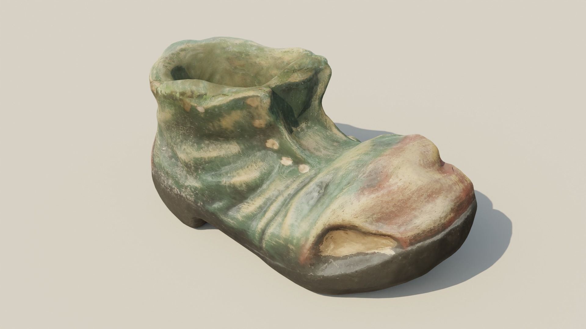 Garden Boot flowerpot Low-poly 3D model_5