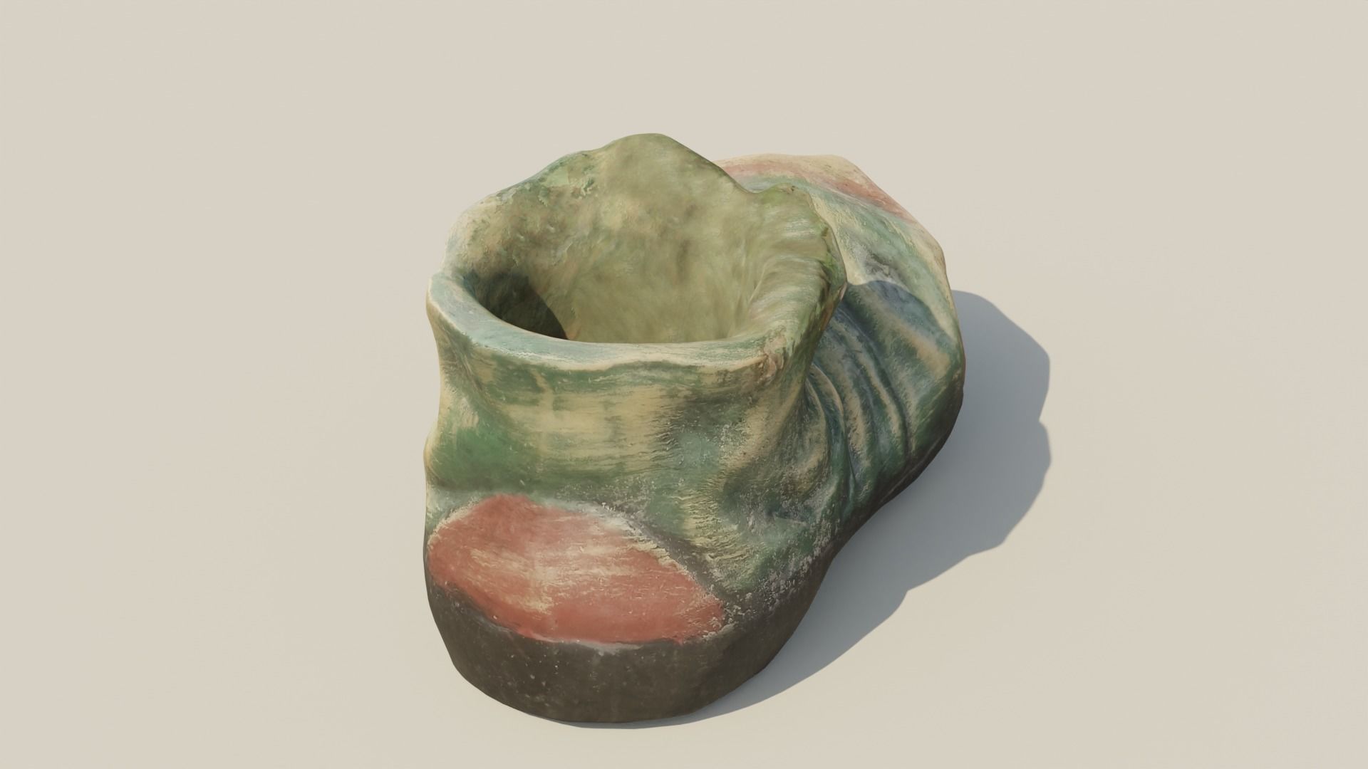 Garden Boot flowerpot Low-poly 3D model_8