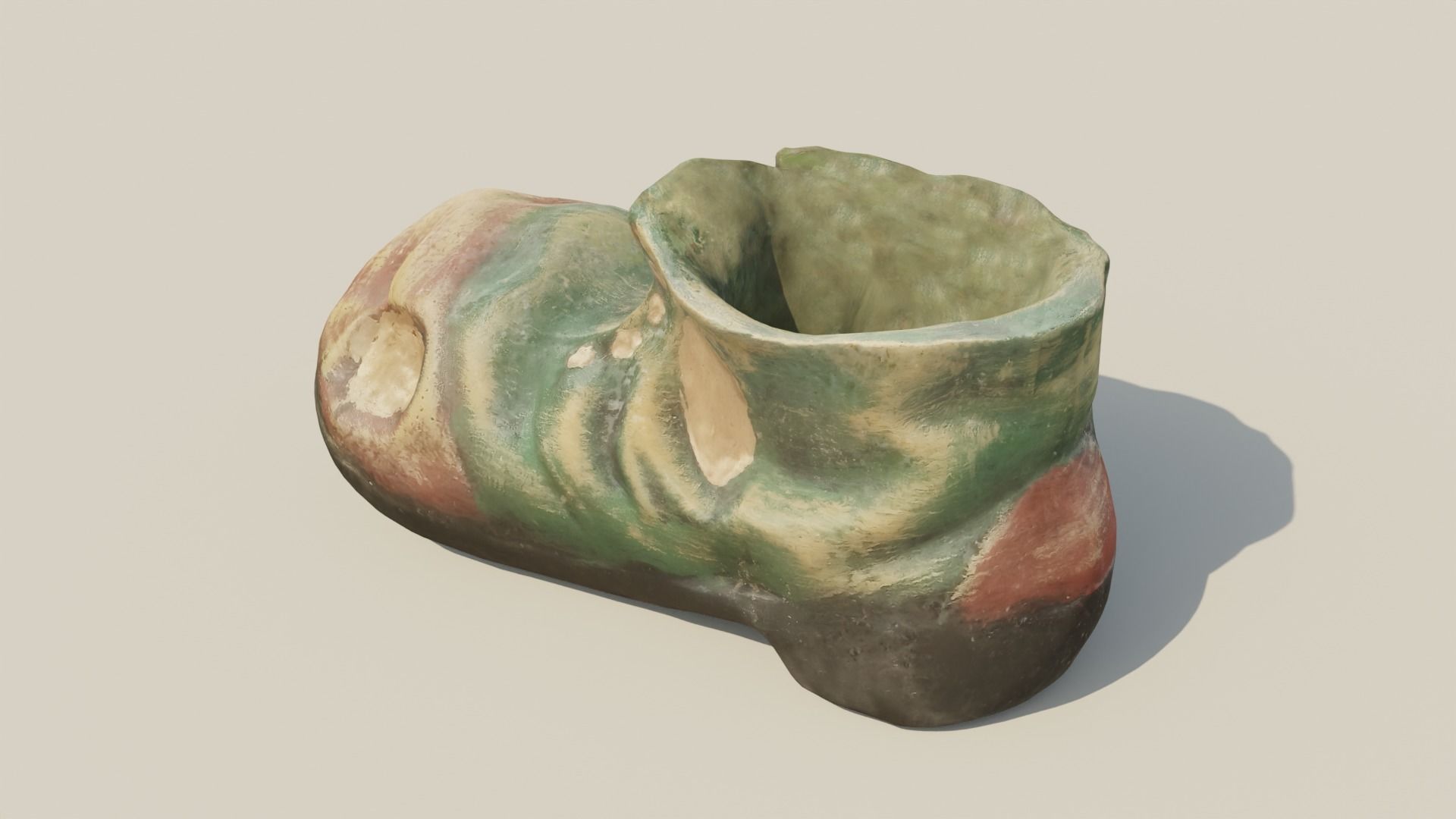 Garden Boot flowerpot Low-poly 3D model_10