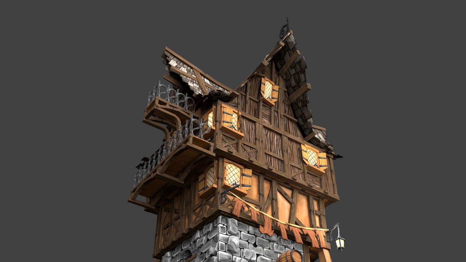 Medieval Fantasy Town Kit Low-poly 3D model_8