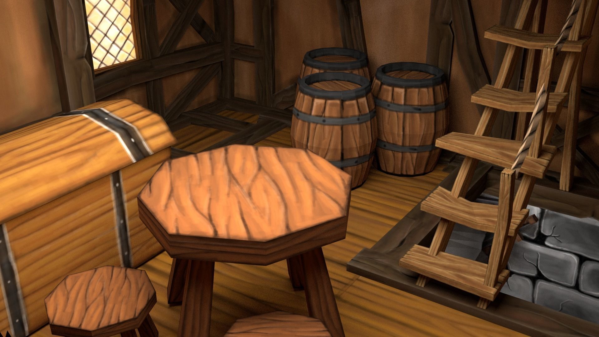 Medieval Fantasy Town Kit Low-poly 3D model_9