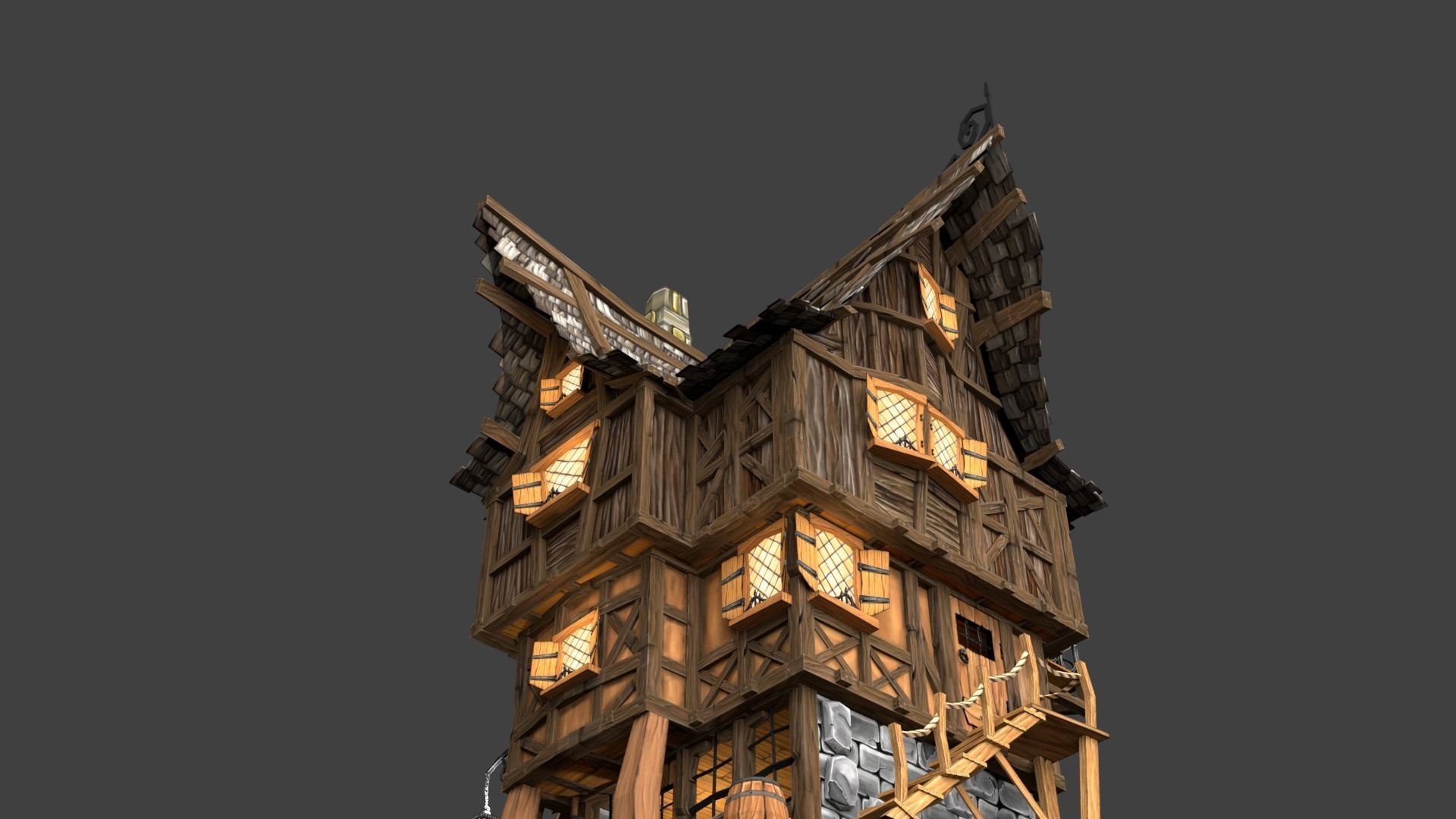 Medieval Fantasy Town Kit Low-poly 3D model_7