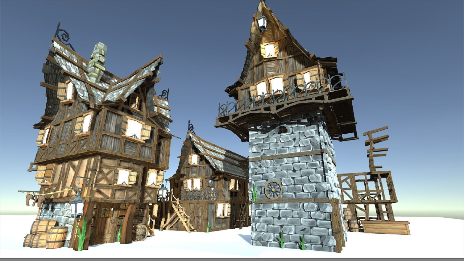 Medieval Fantasy Town Kit Low-poly 3D model_3