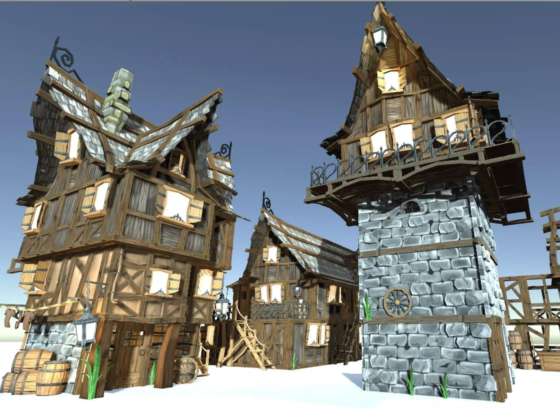 Medieval Fantasy Town Kit Low-poly 3D model_0