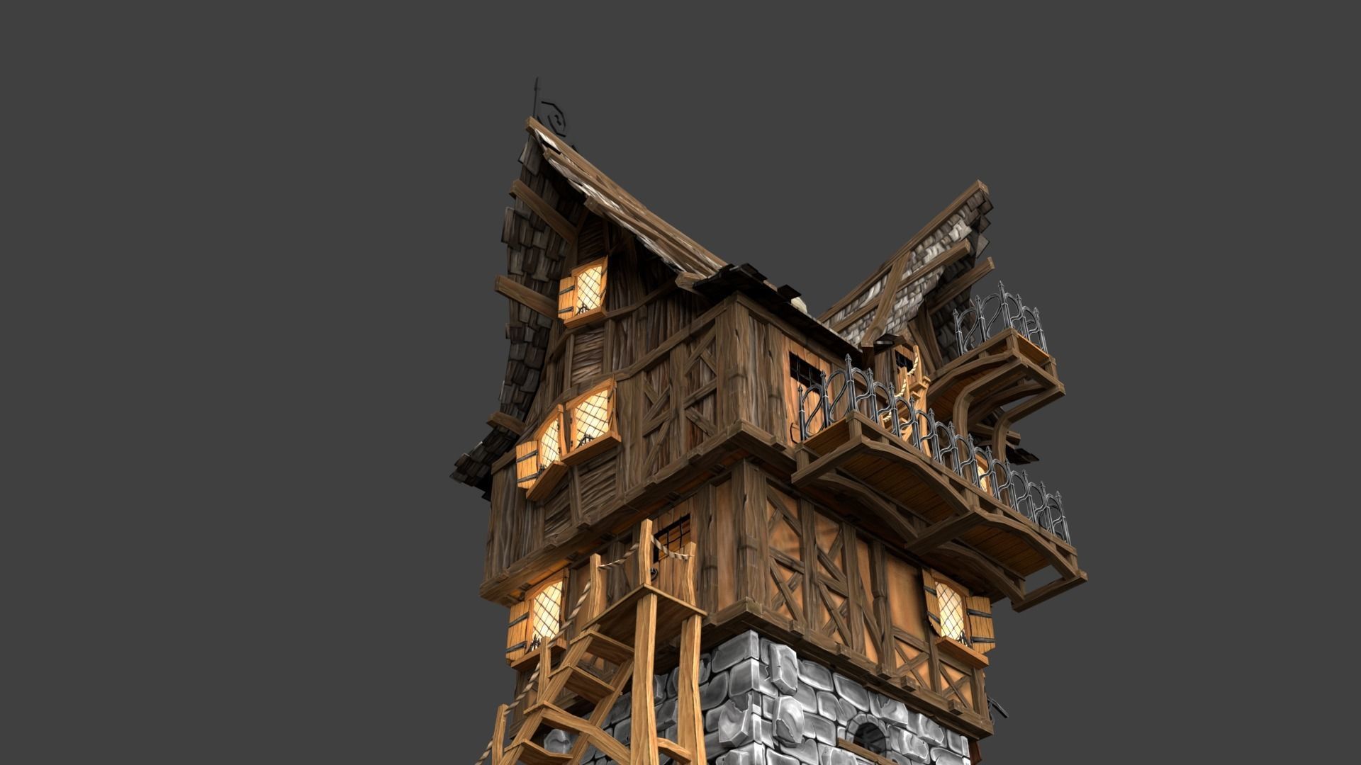 Medieval Fantasy Town Kit Low-poly 3D model_6