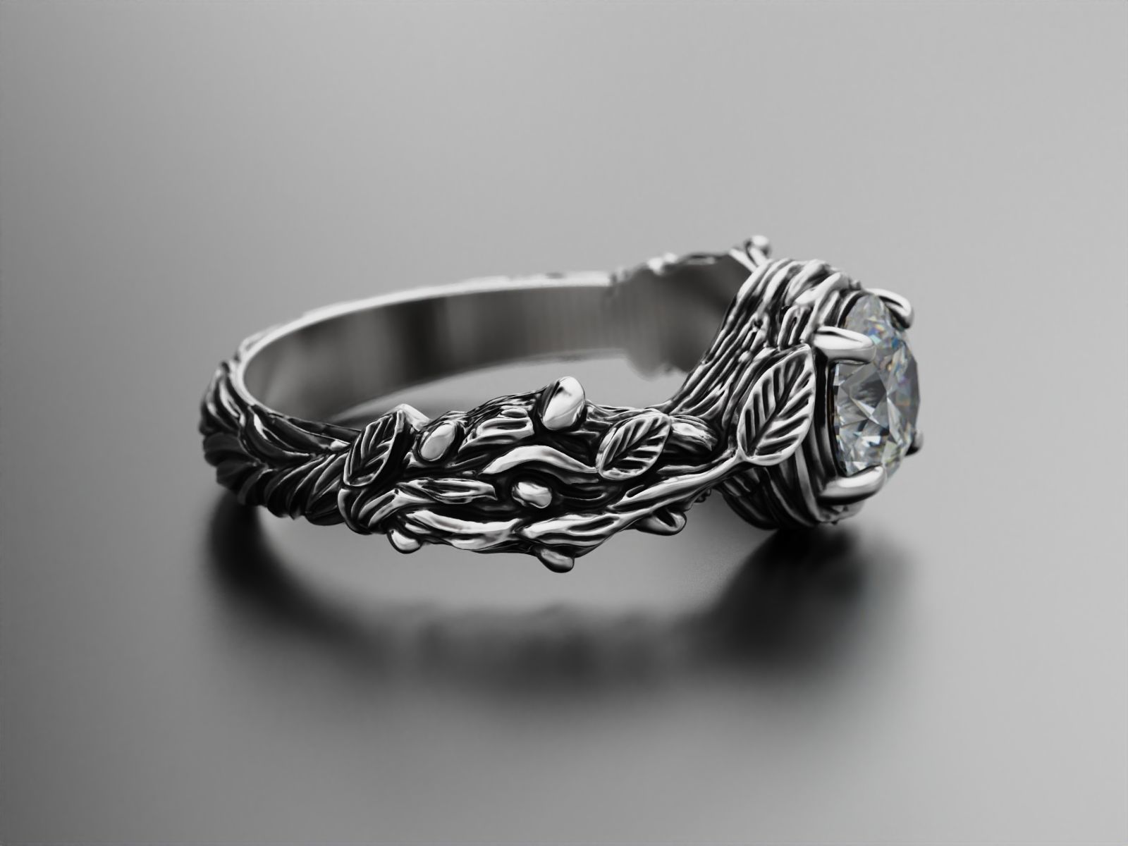 Tree Branch Engagement Ring 3D print model_5