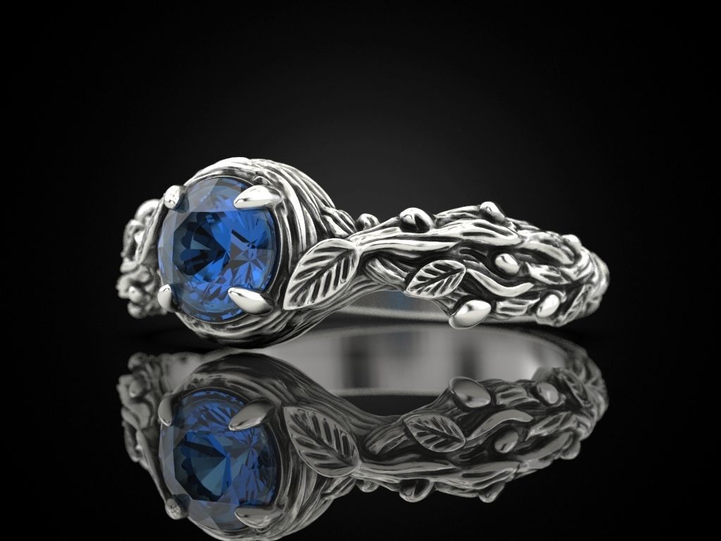 Tree Branch Engagement Ring 3D print model_13