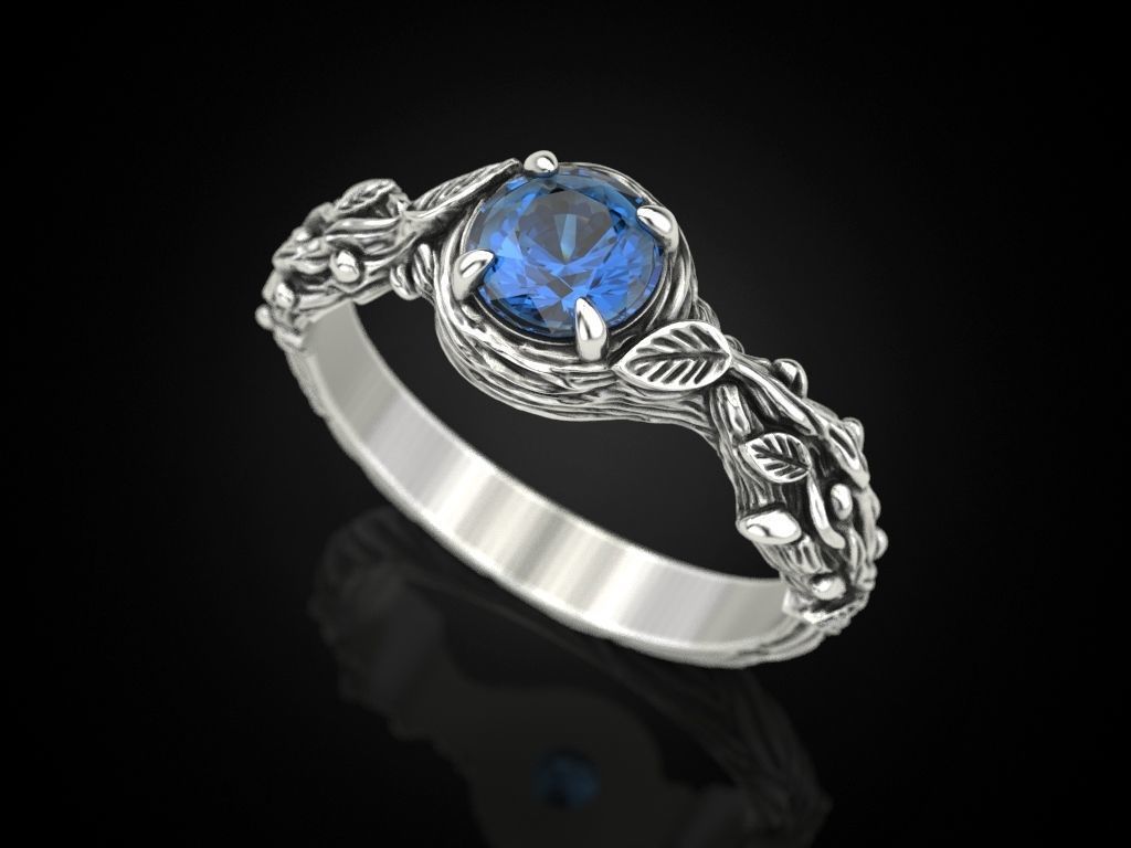 Tree Branch Engagement Ring 3D print model_16