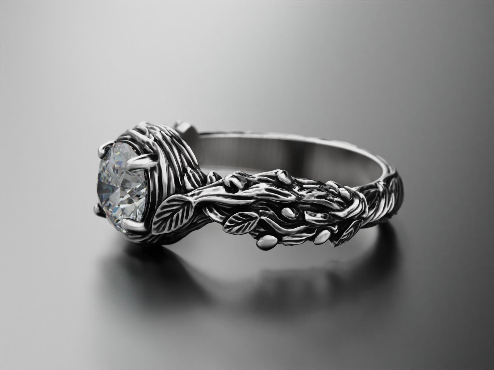 Tree Branch Engagement Ring 3D print model_2
