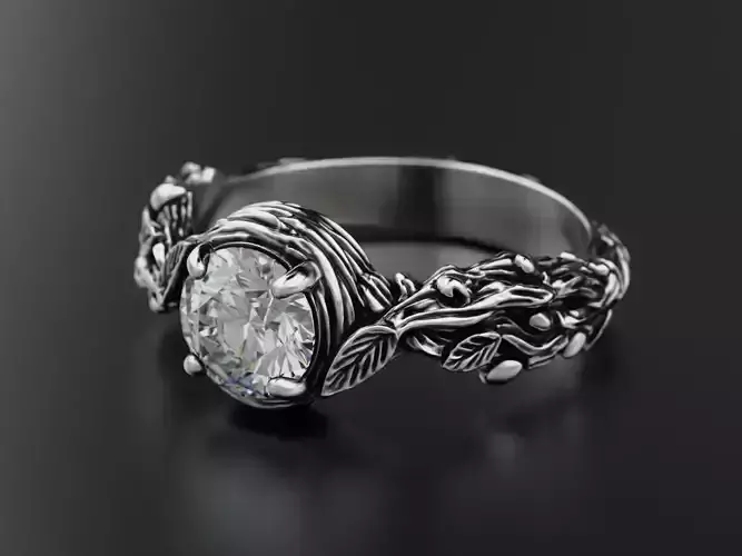 Tree Branch Engagement Ring 3D print model
