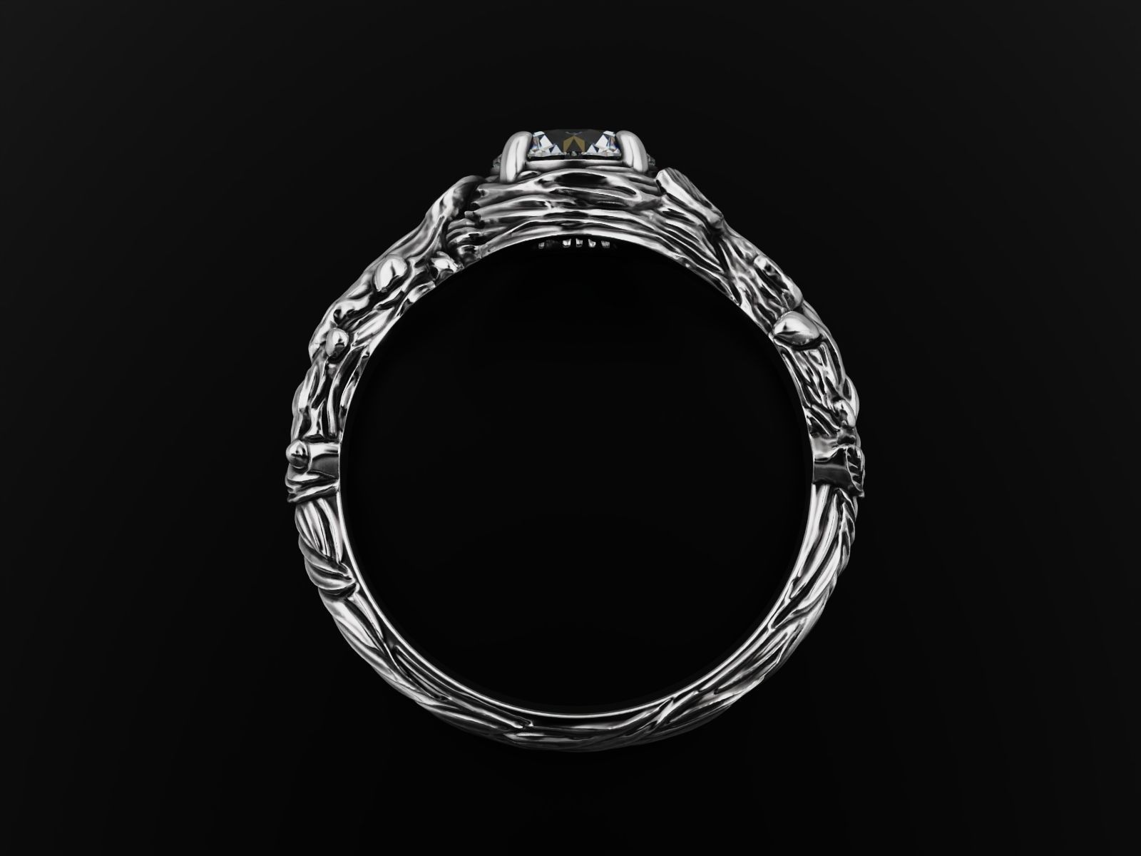 Tree Branch Engagement Ring 3D print model_6