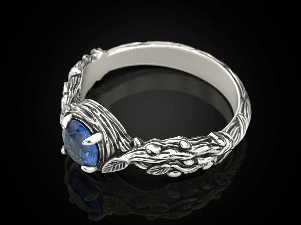 Tree Branch Engagement Ring 3D print model_17