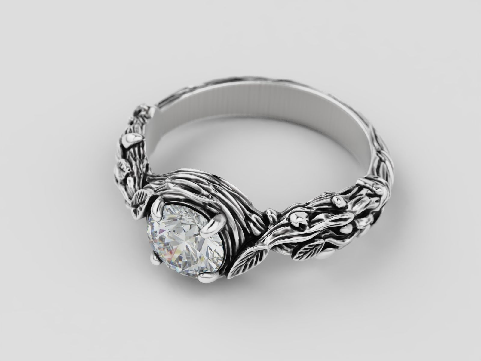 Tree Branch Engagement Ring 3D print model_8