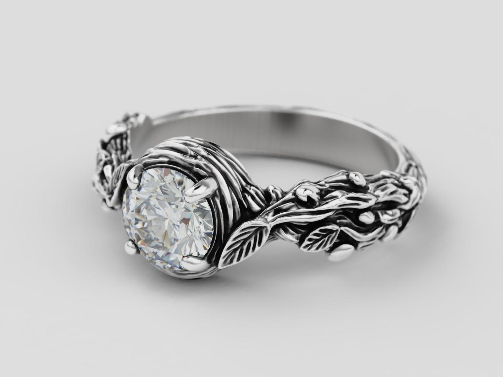 Tree Branch Engagement Ring 3D print model_7