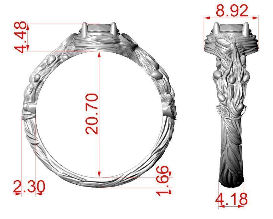 Tree Branch Engagement Ring 3D print model_10