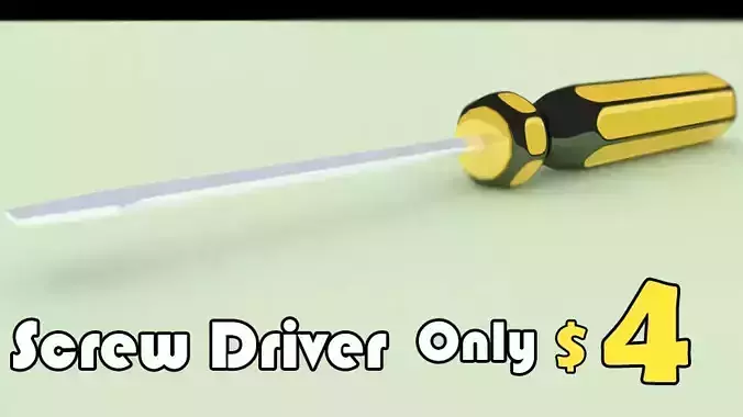 Screw Driver Model Slotted Flathead Low-poly 3D model
