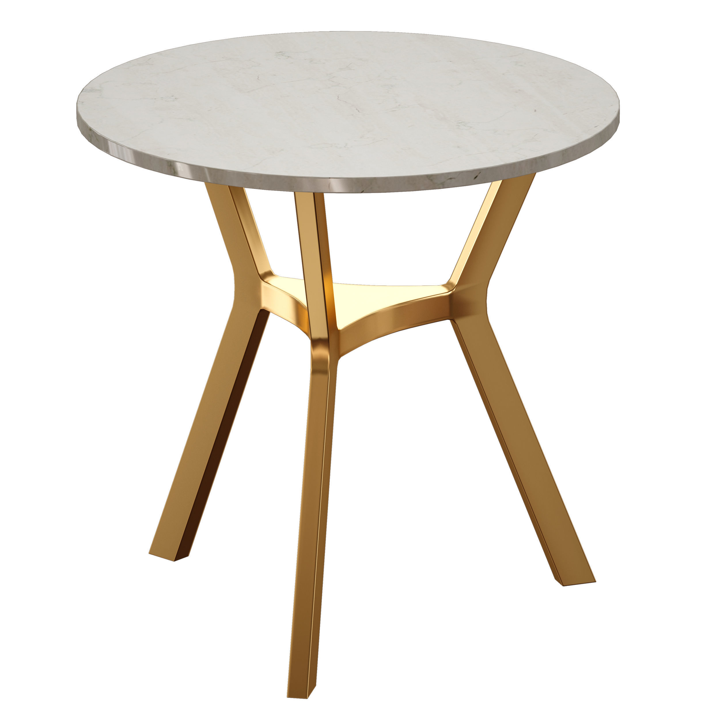 Elke Round Brown Marble End Table with Brass Base 3D model_3