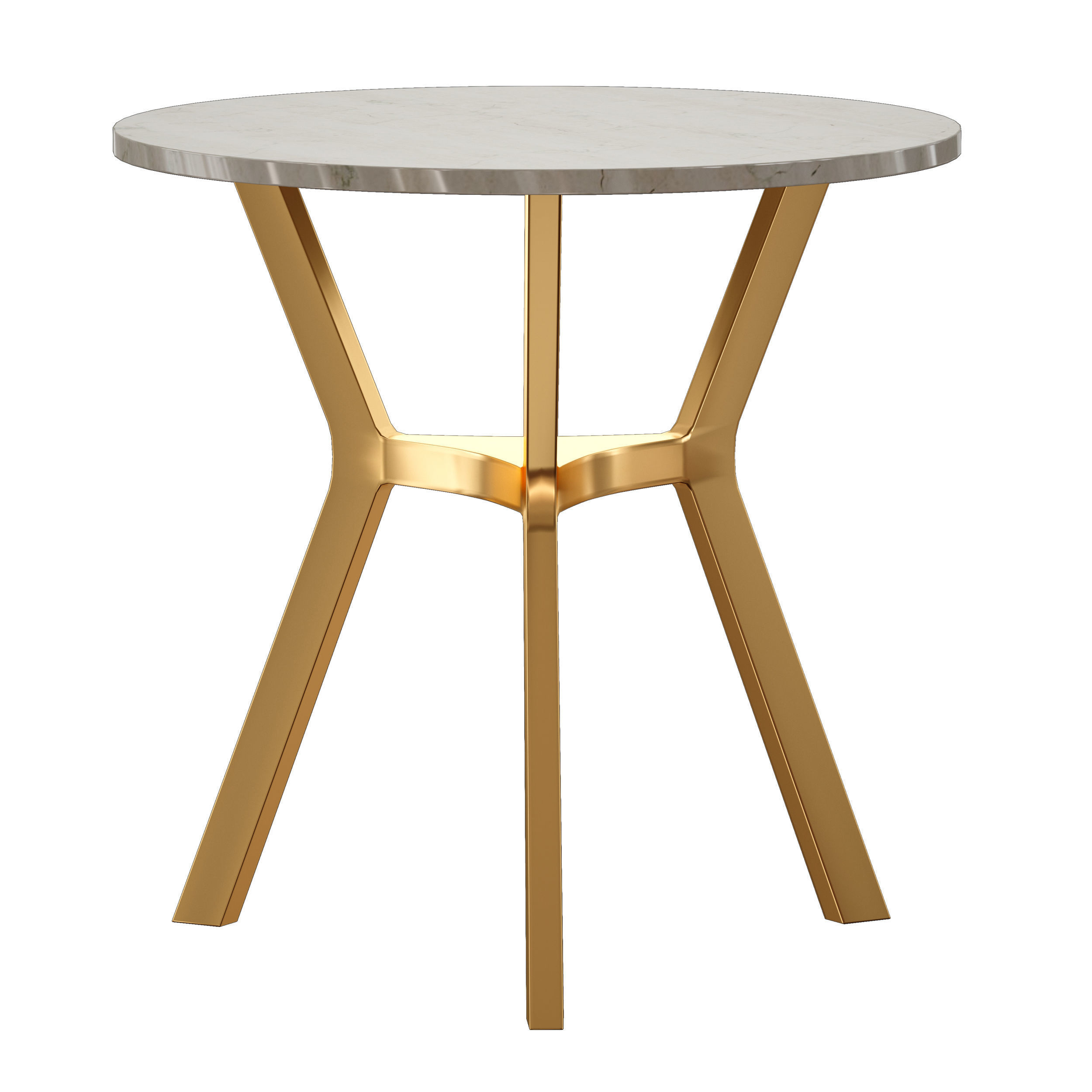 Elke Round Brown Marble End Table with Brass Base 3D model_2