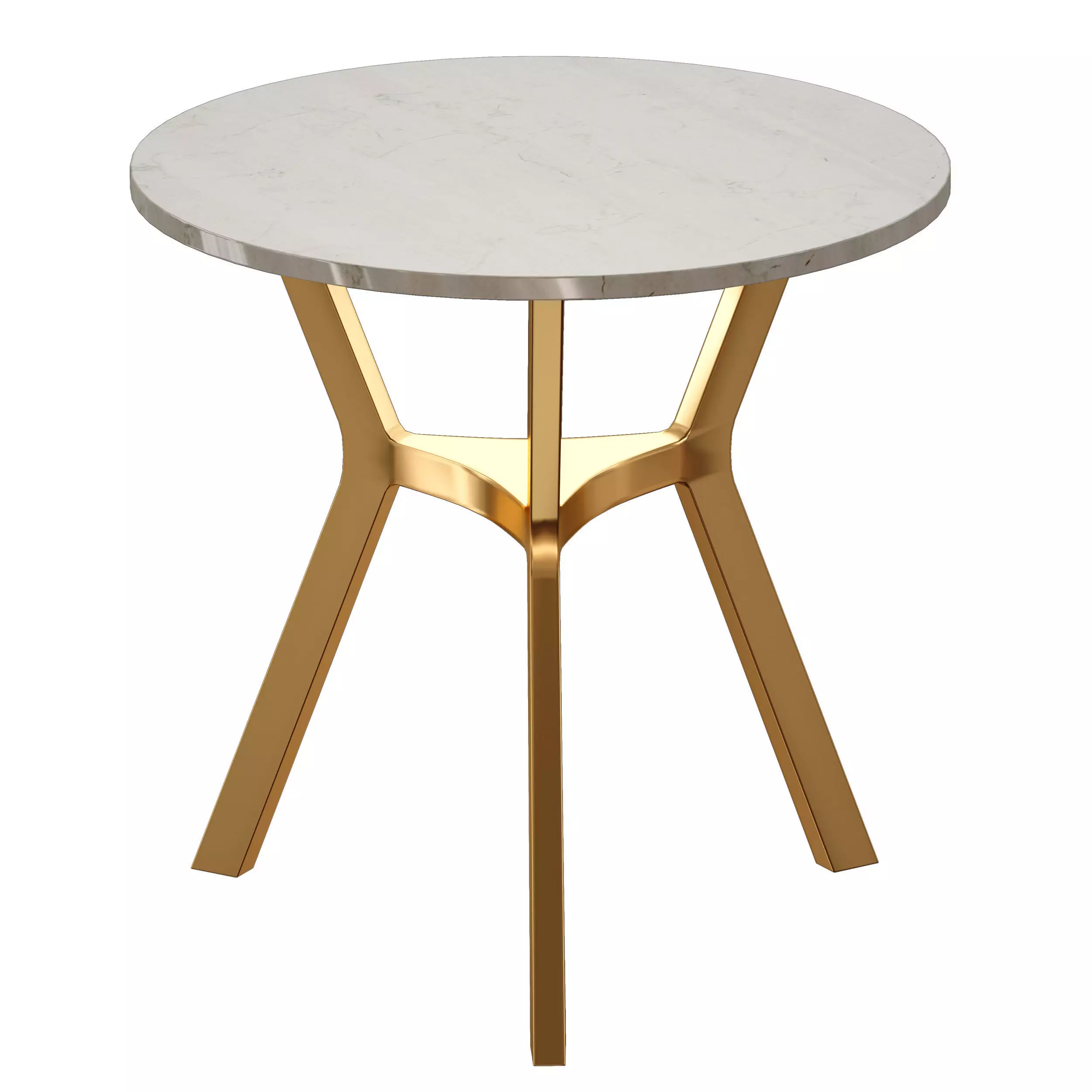 Elke Round Brown Marble End Table with Brass Base 3D model_0