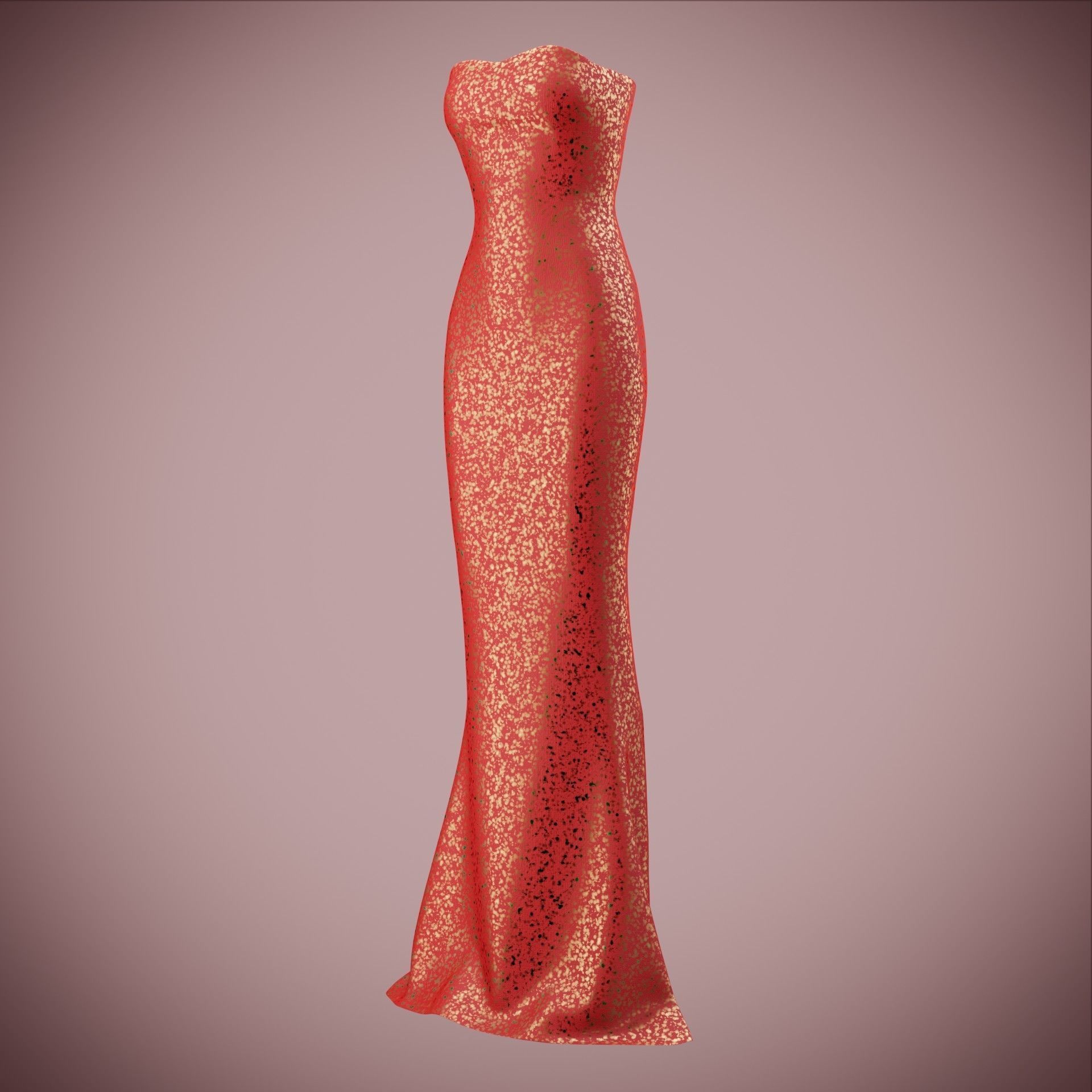 Elegant sequin silk dress Low-poly 3D model_29