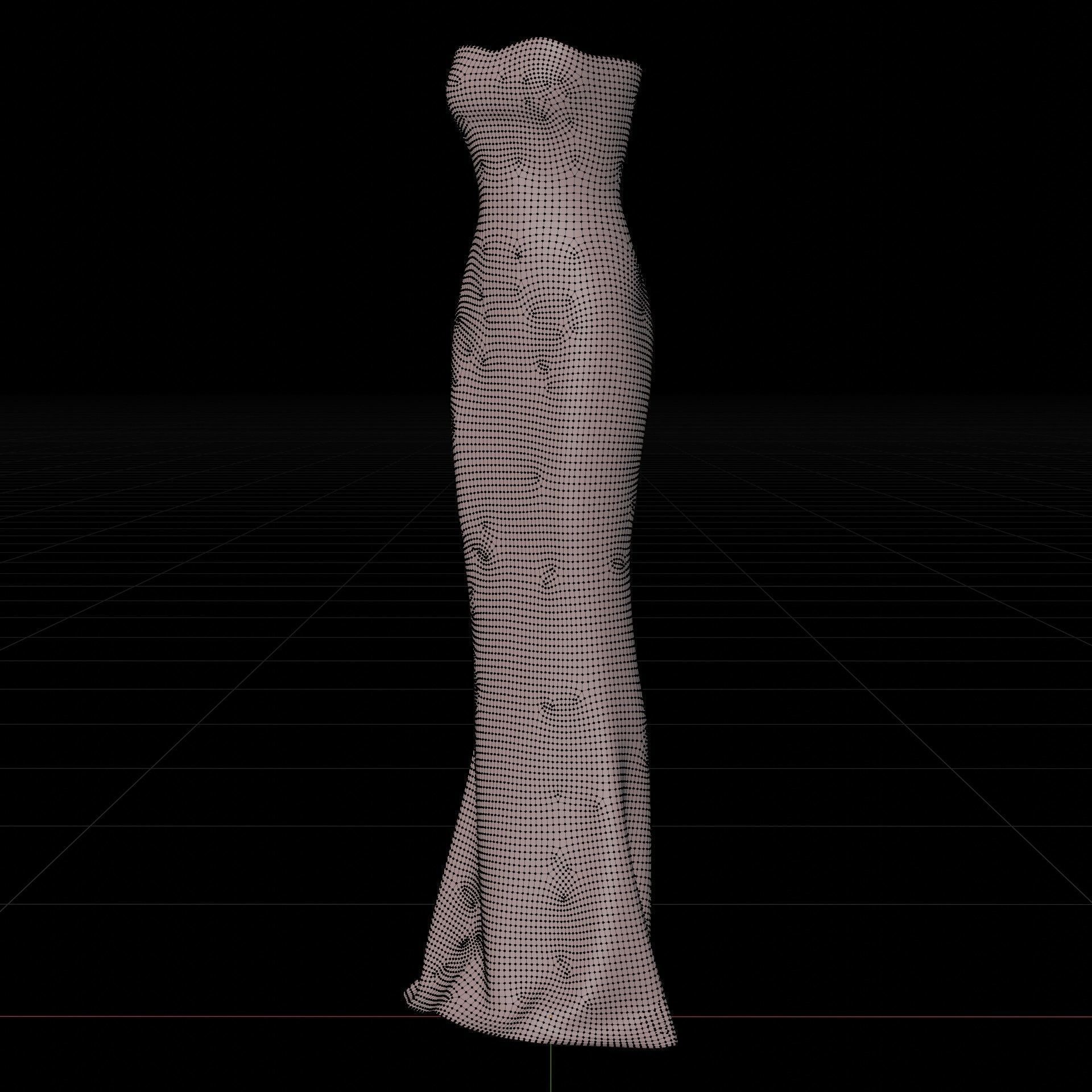 Elegant sequin silk dress Low-poly 3D model_10