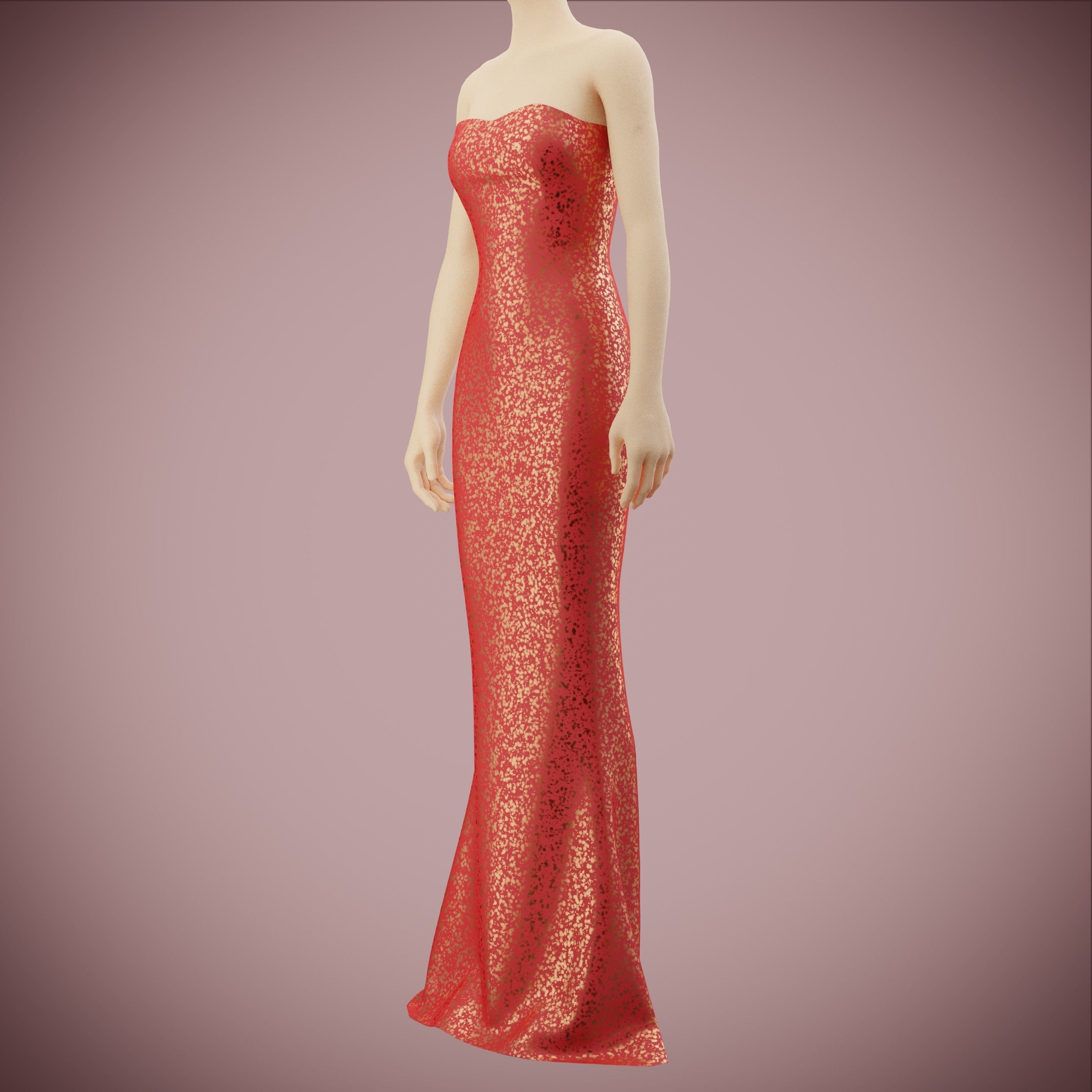 Elegant sequin silk dress Low-poly 3D model_3