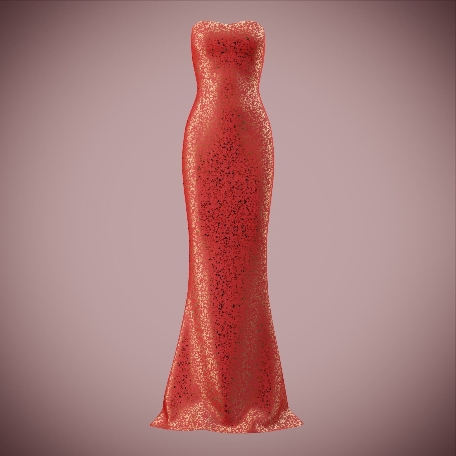 Elegant sequin silk dress Low-poly 3D model_11