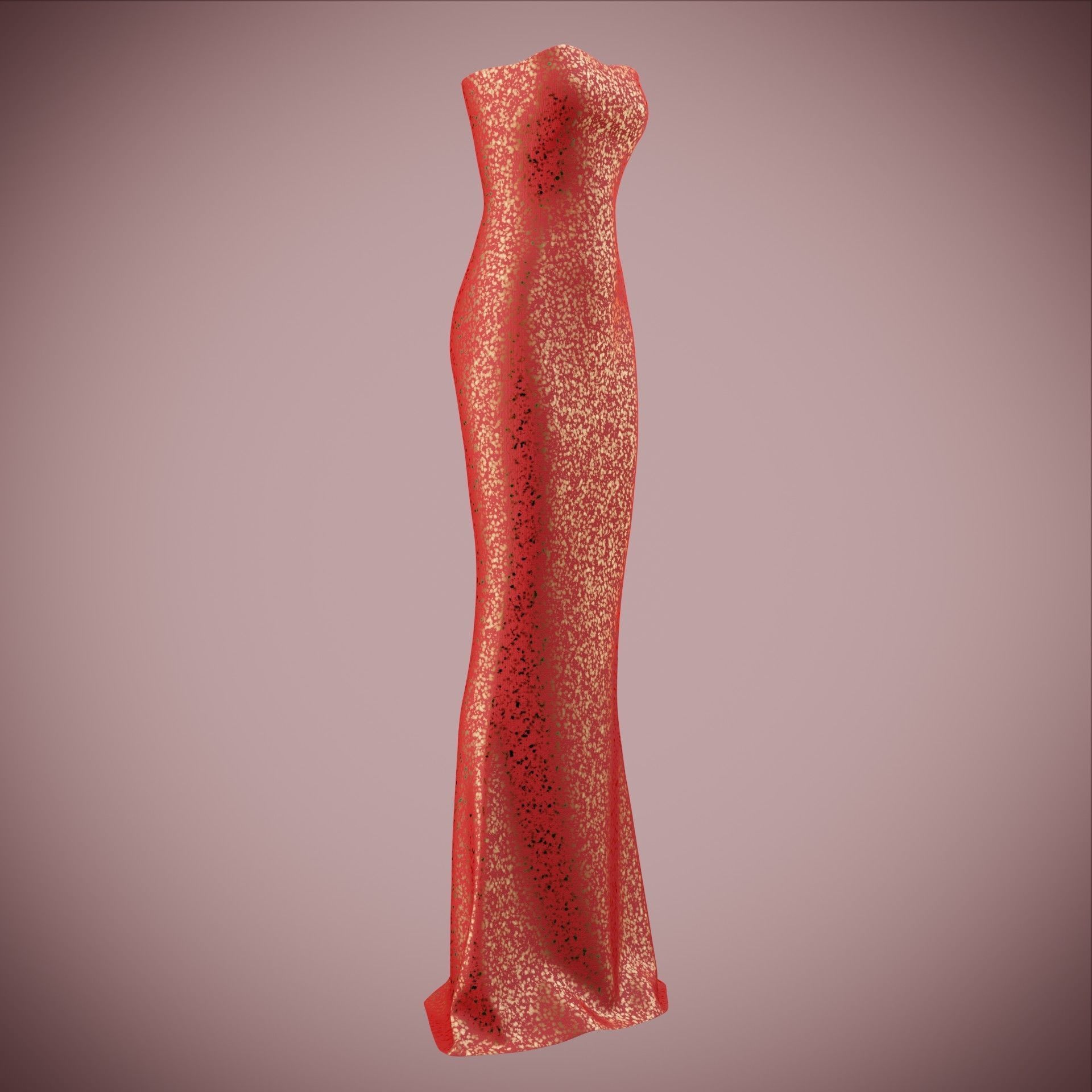 Elegant sequin silk dress Low-poly 3D model_14