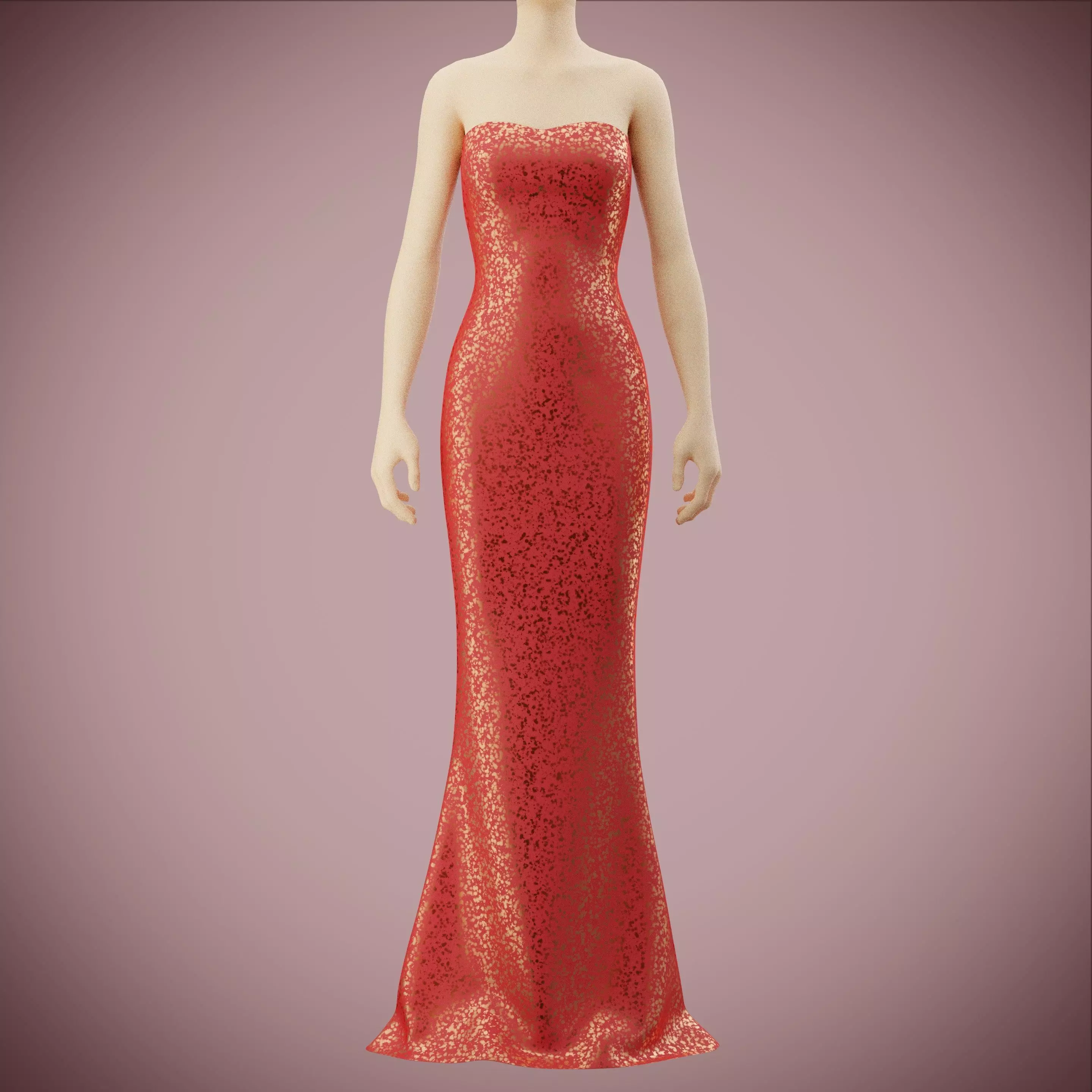 Elegant sequin silk dress Low-poly 3D model_0