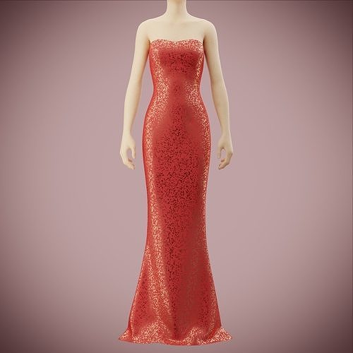 Elegant sequin silk dress Low-poly 3D model