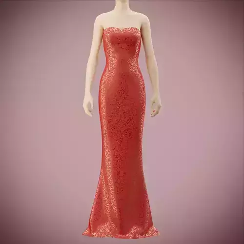 Elegant sequin silk dress Low-poly 3D model