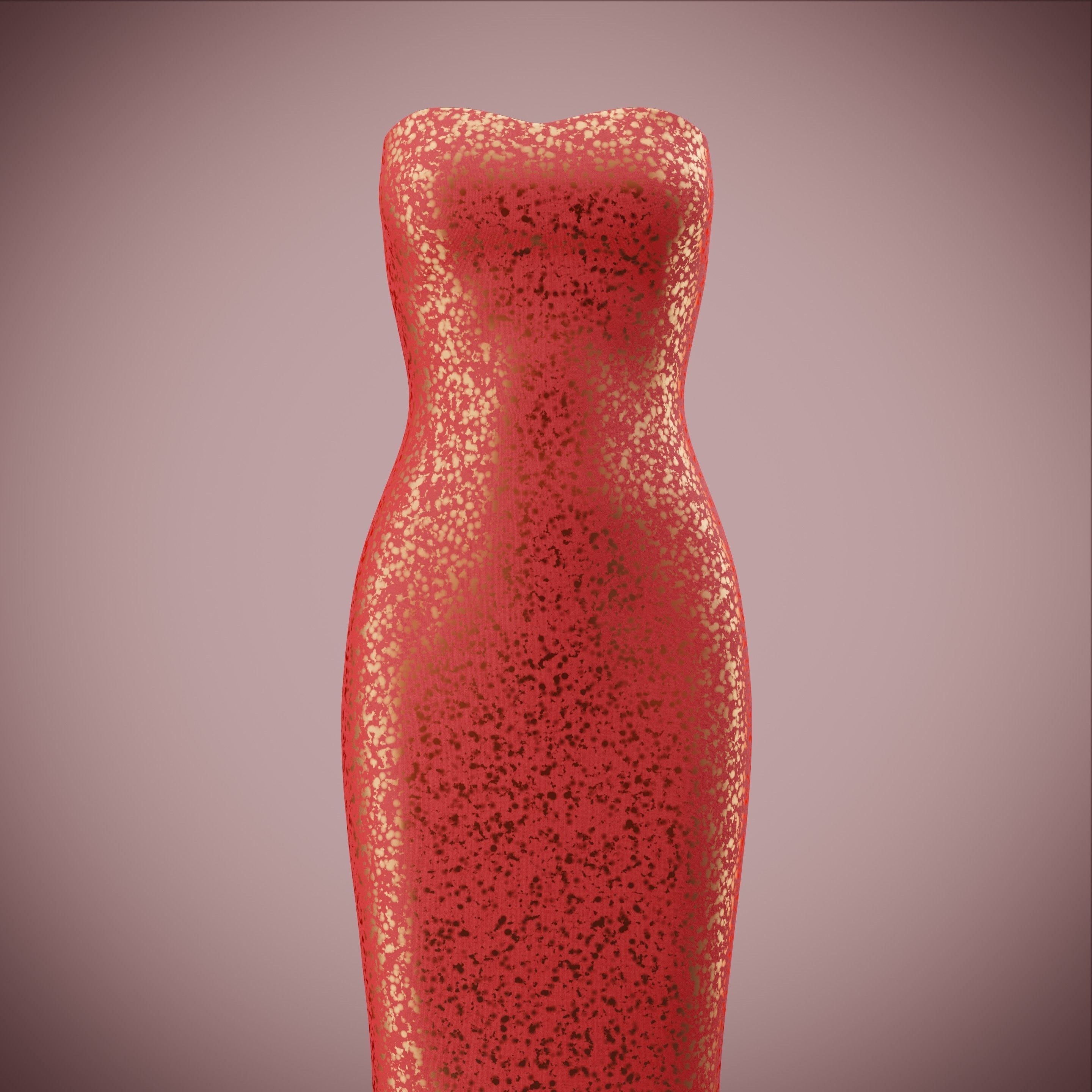 Elegant sequin silk dress Low-poly 3D model_4