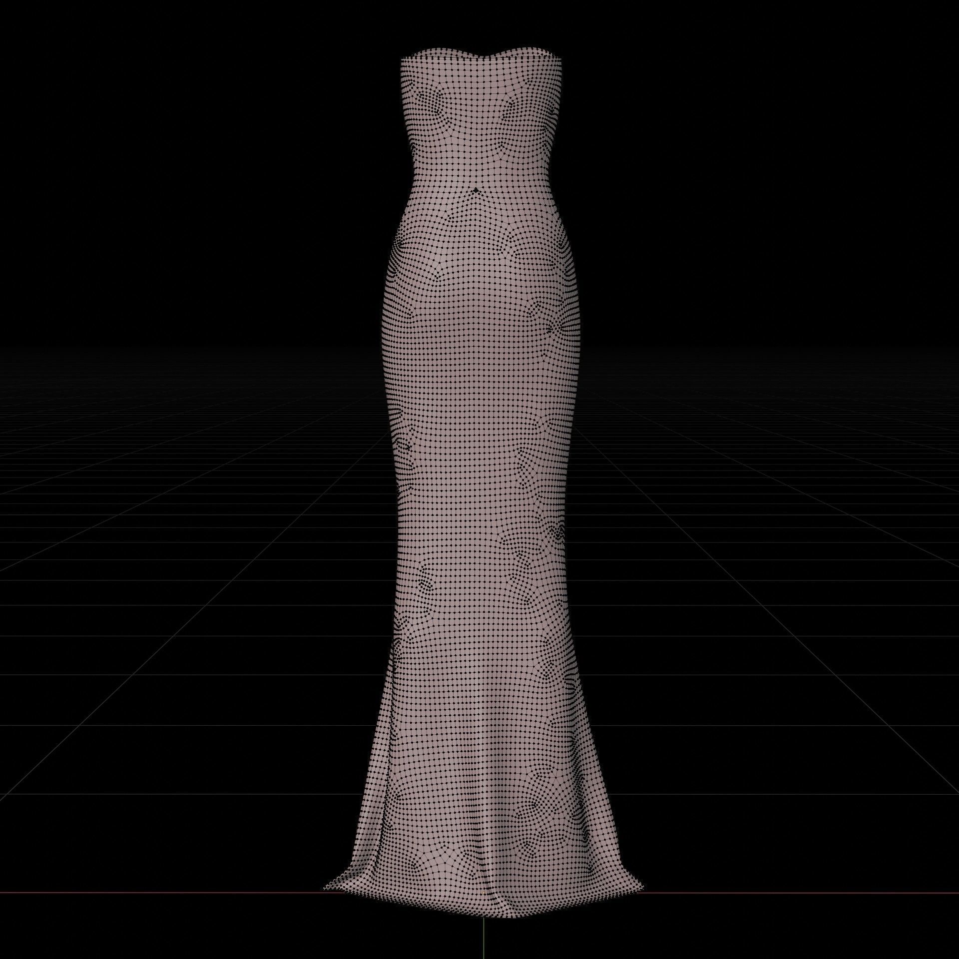 Elegant sequin silk dress Low-poly 3D model_9
