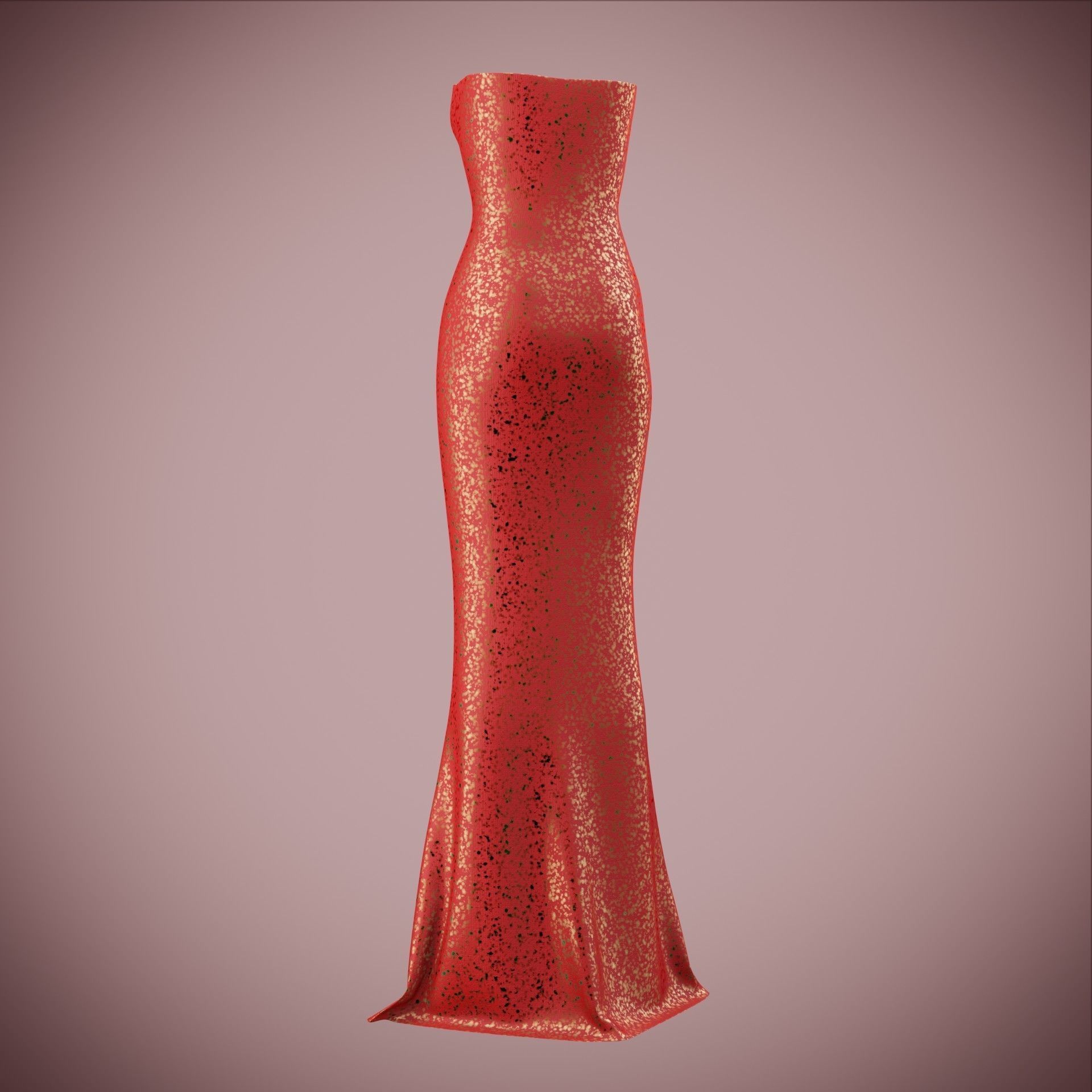 Elegant sequin silk dress Low-poly 3D model_22