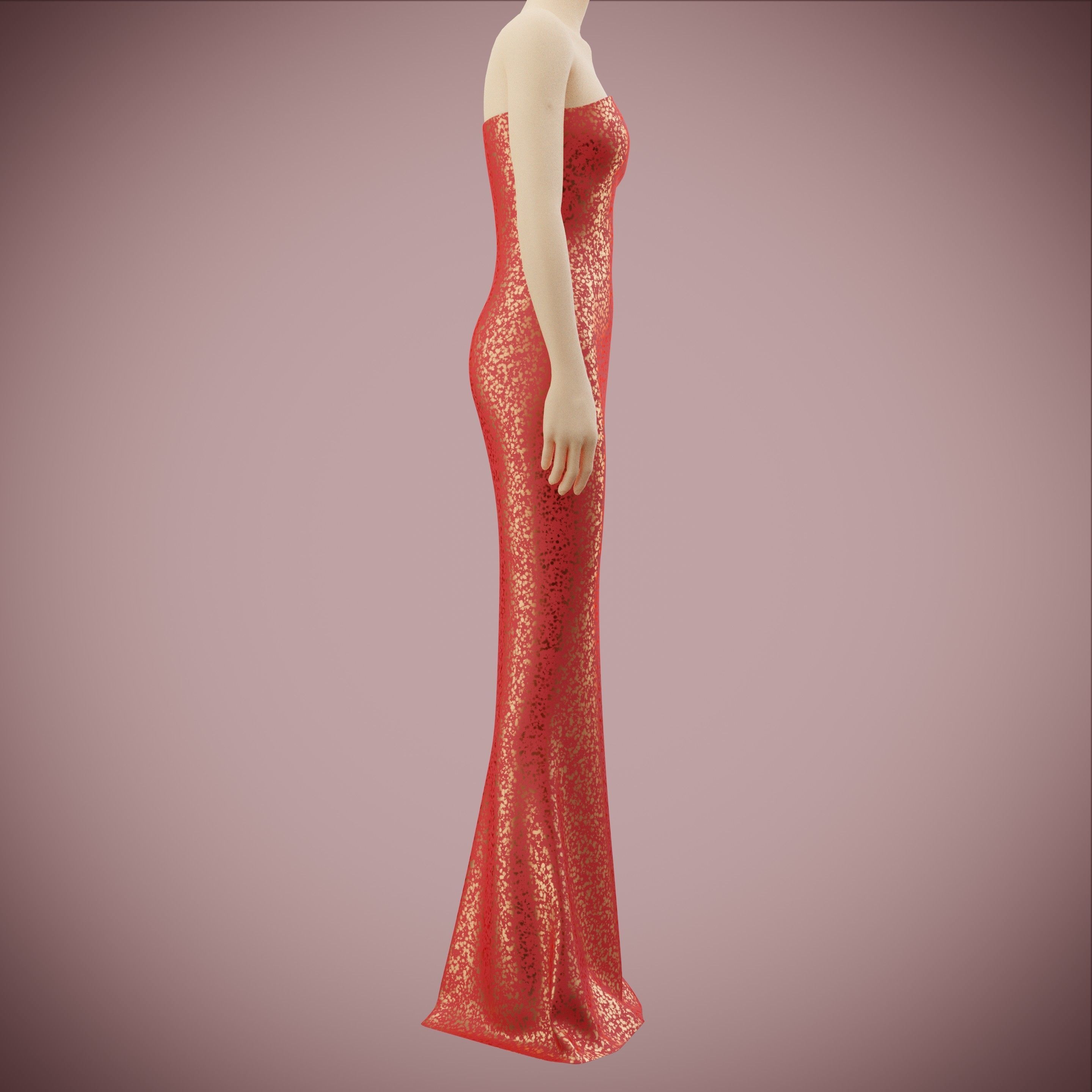 Elegant sequin silk dress Low-poly 3D model_2