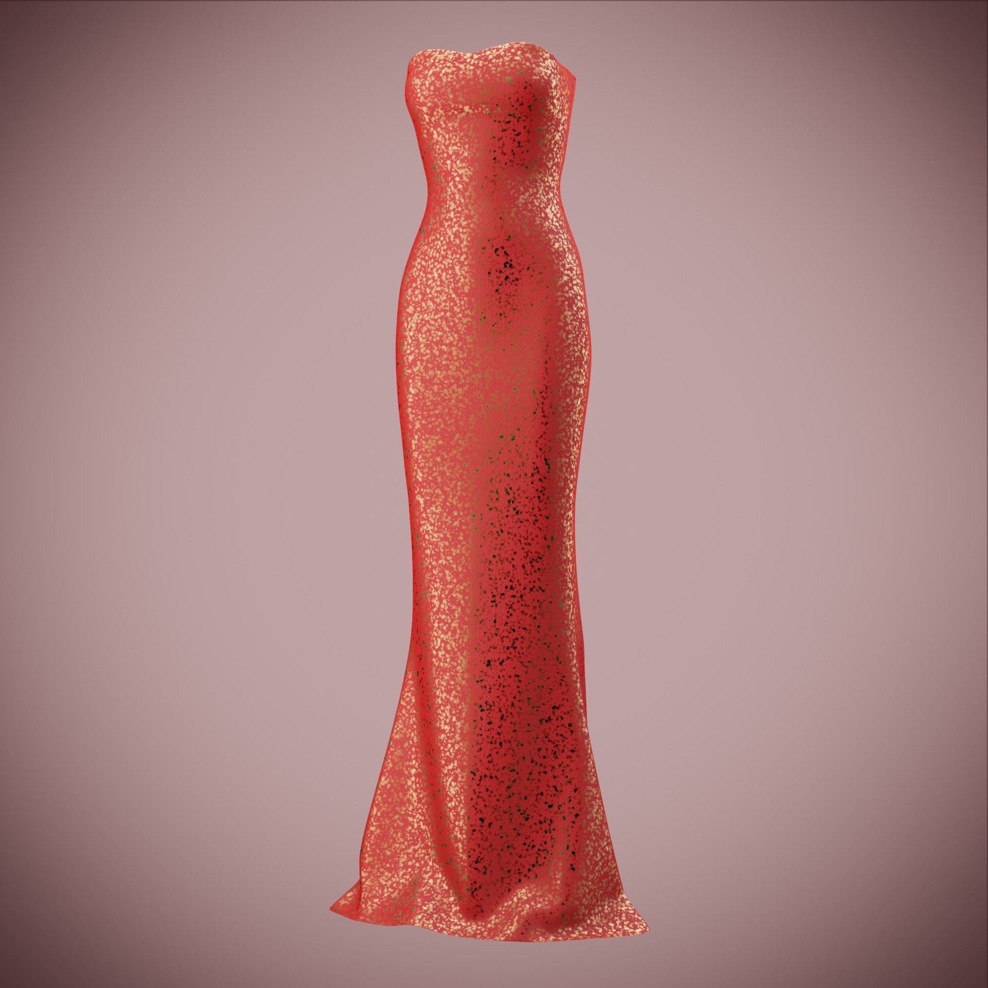 Elegant sequin silk dress Low-poly 3D model_30