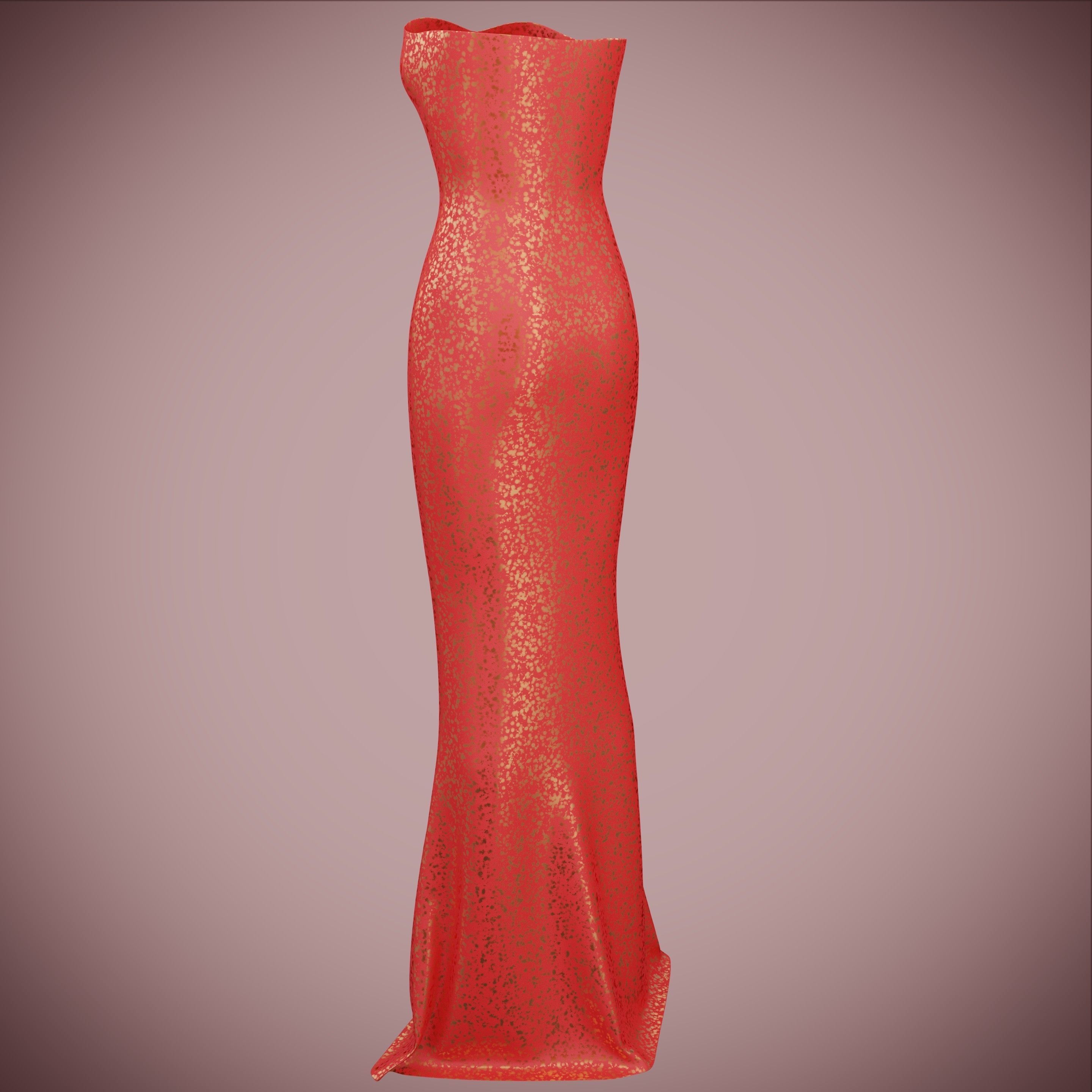 Elegant sequin silk dress Low-poly 3D model_6