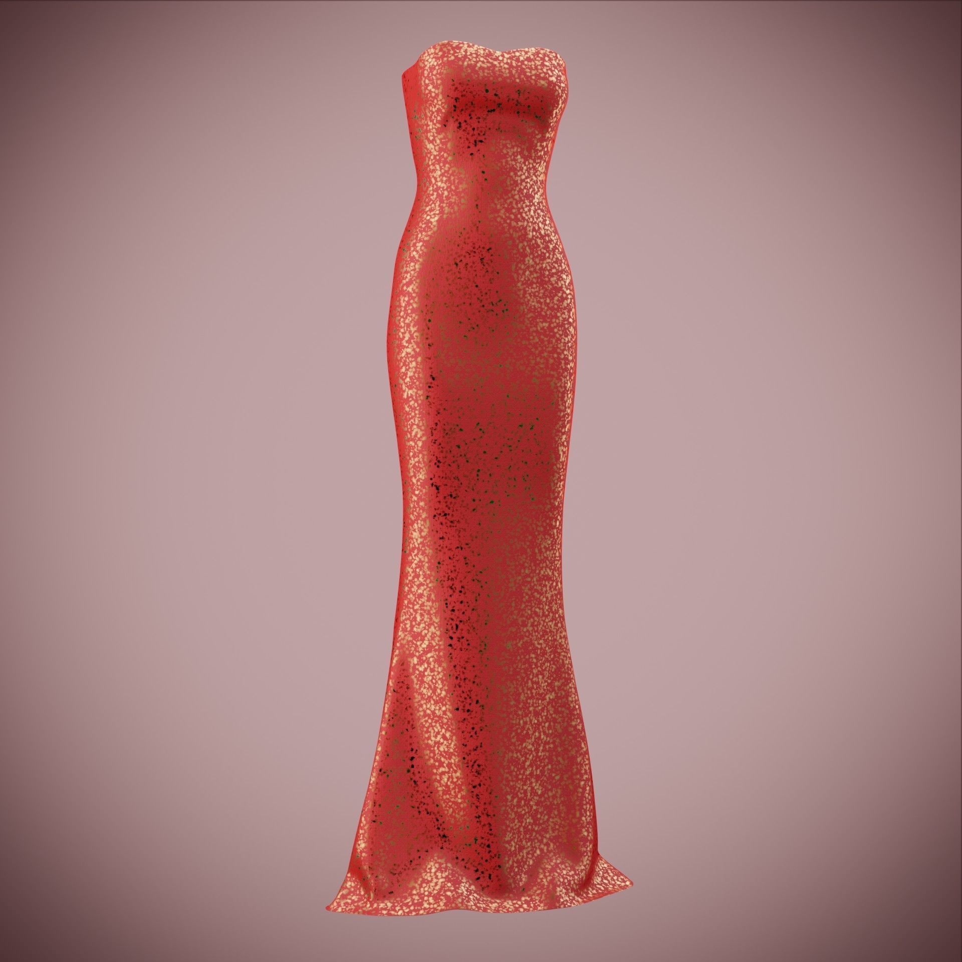 Elegant sequin silk dress Low-poly 3D model_12