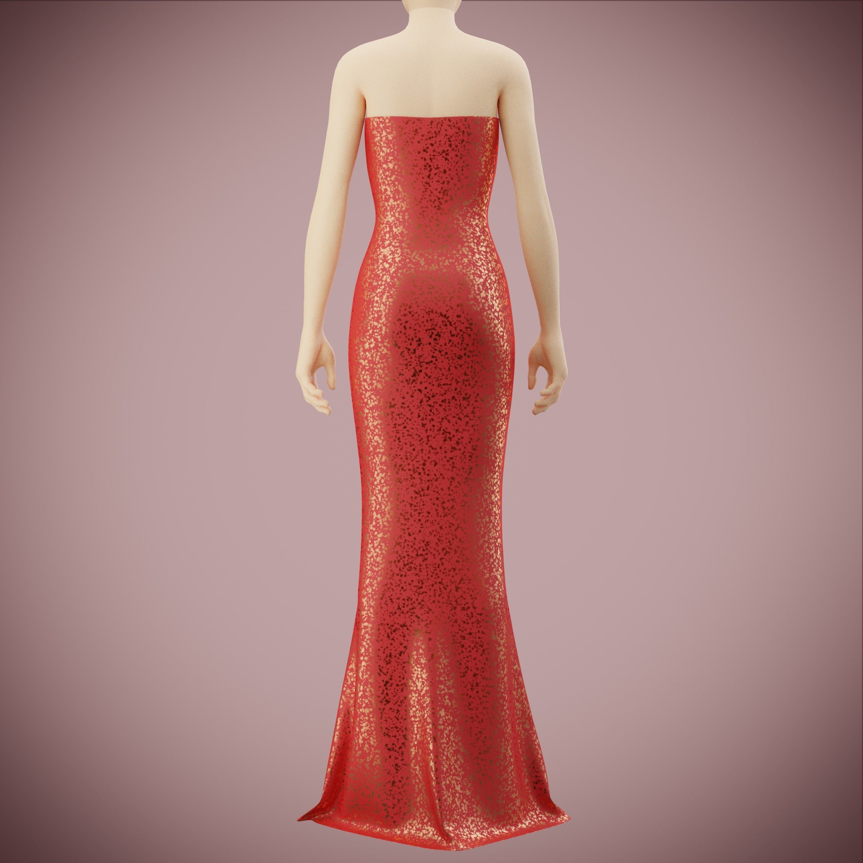 Elegant sequin silk dress Low-poly 3D model_1