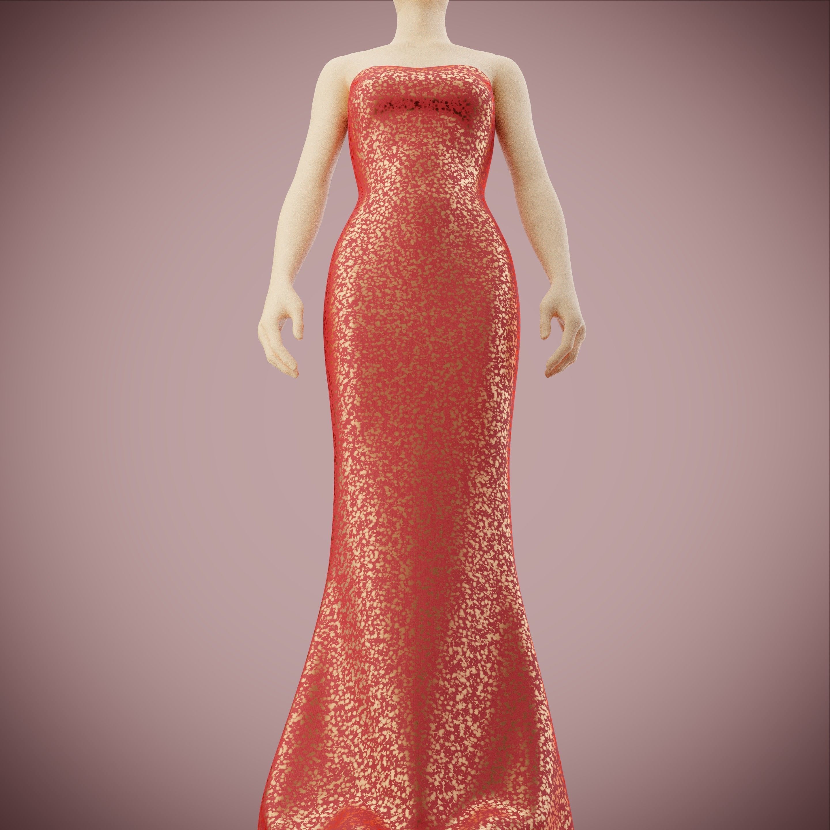 Elegant sequin silk dress Low-poly 3D model_7