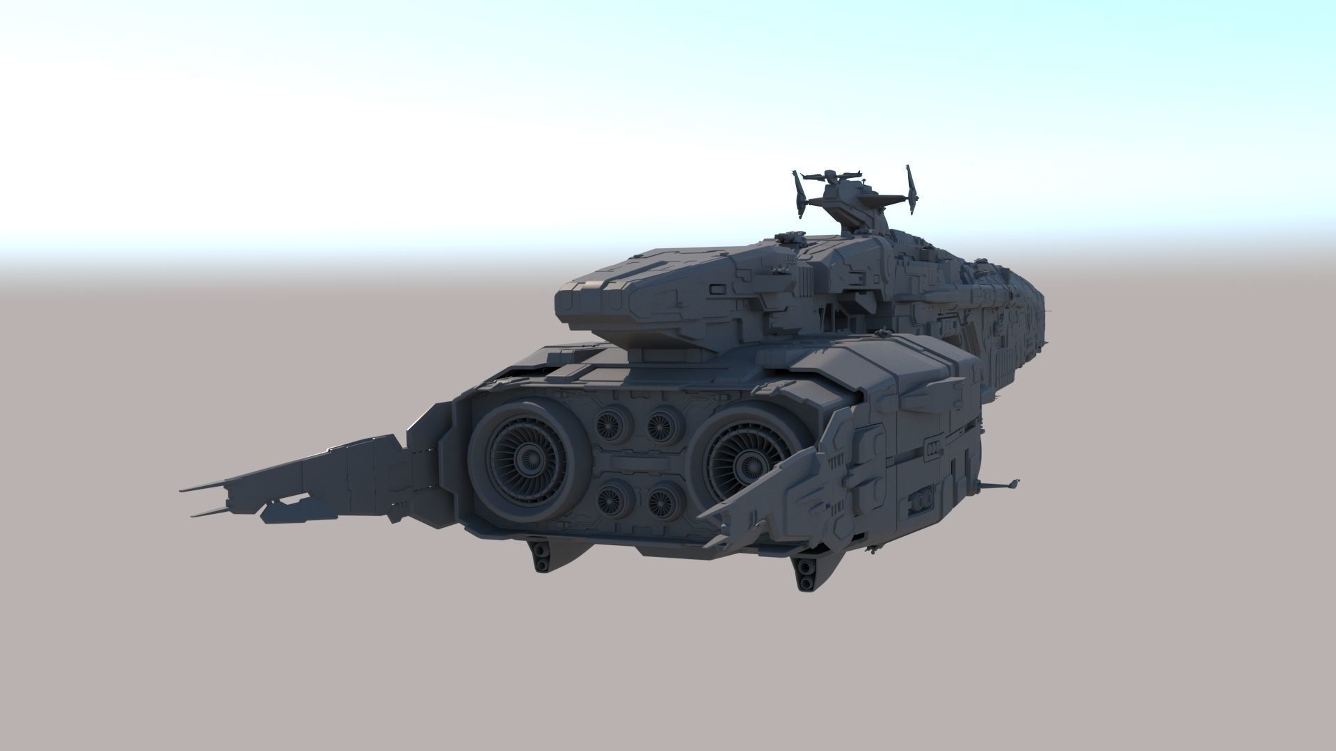 Space Battle Cruiser 3D model_4