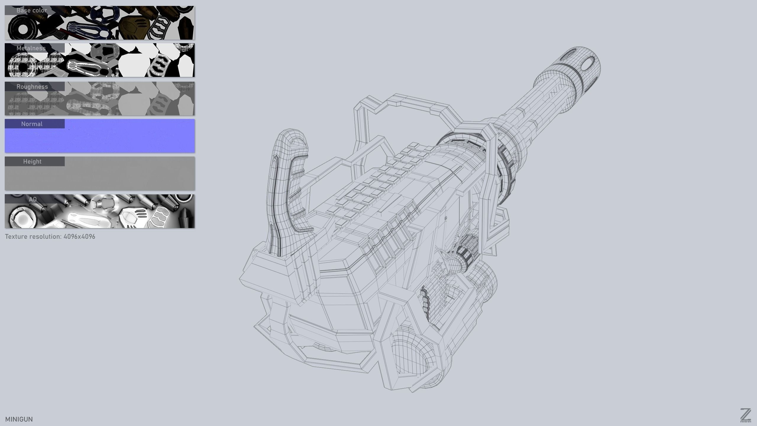 Minigun 3D model_2