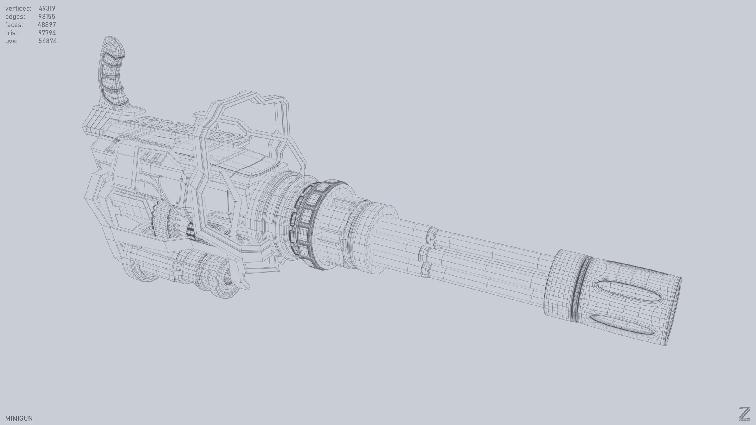 Minigun 3D model_8