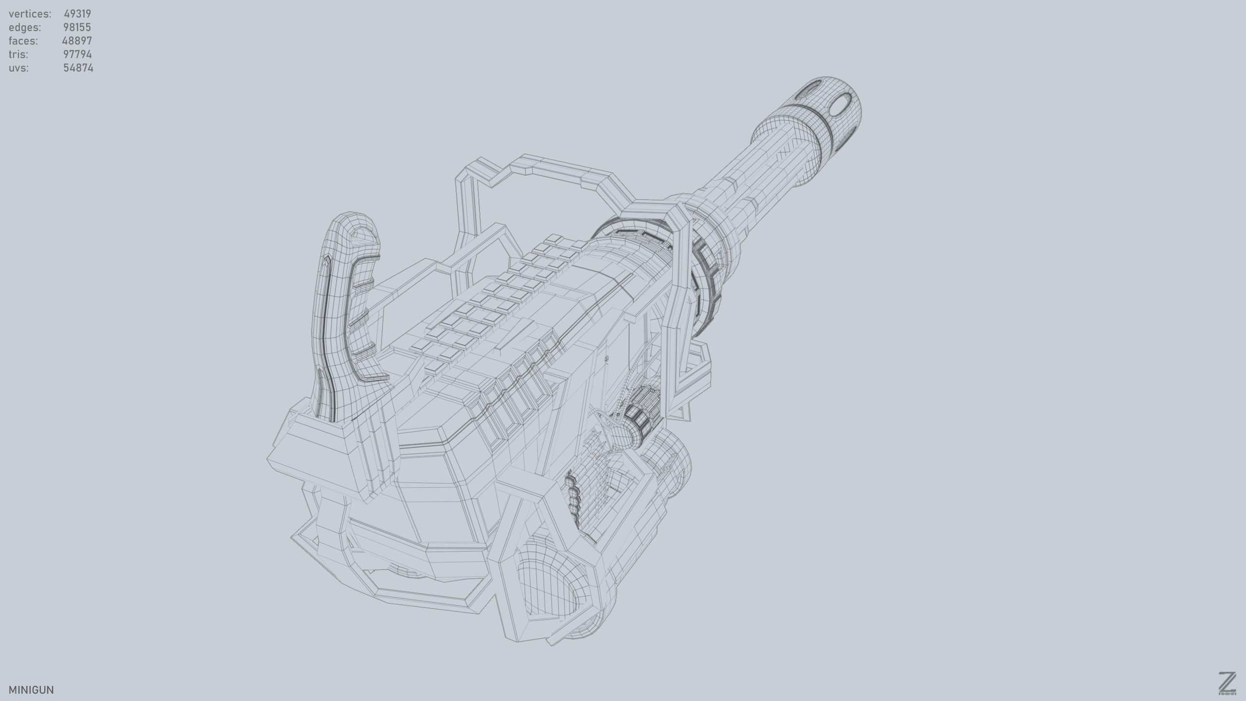 Minigun 3D model_10