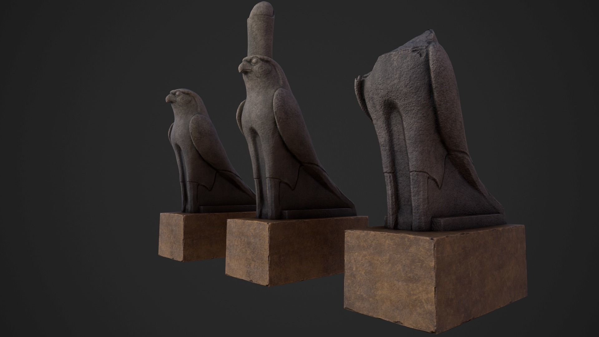 Horus statue Low-poly 3D model_1