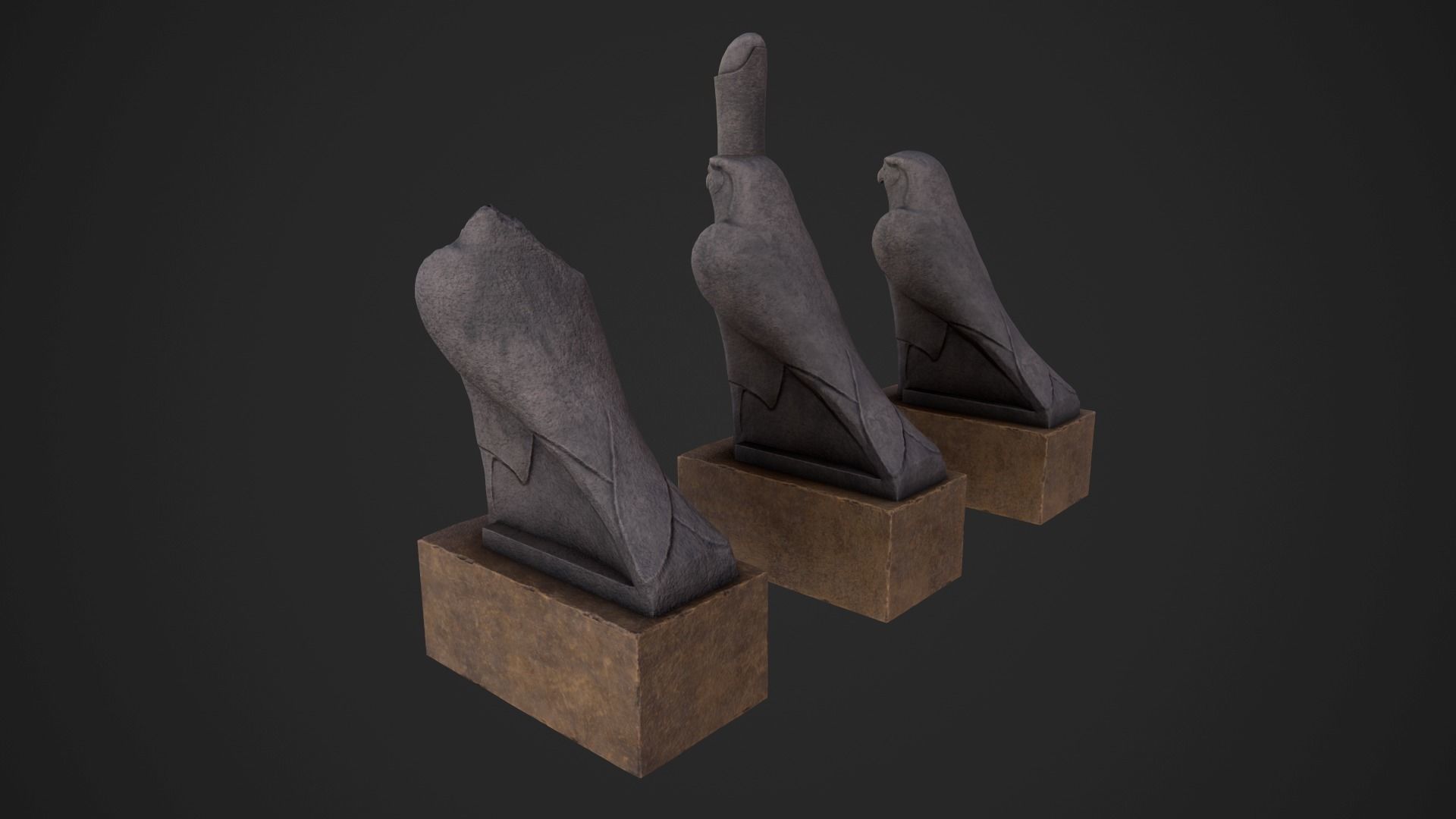 Horus statue Low-poly 3D model_3